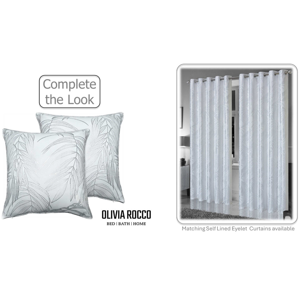 OLIVIA ROCCO Leaf Sparkle Cushion Covers - Set of 2 White Throw Pillow Cases