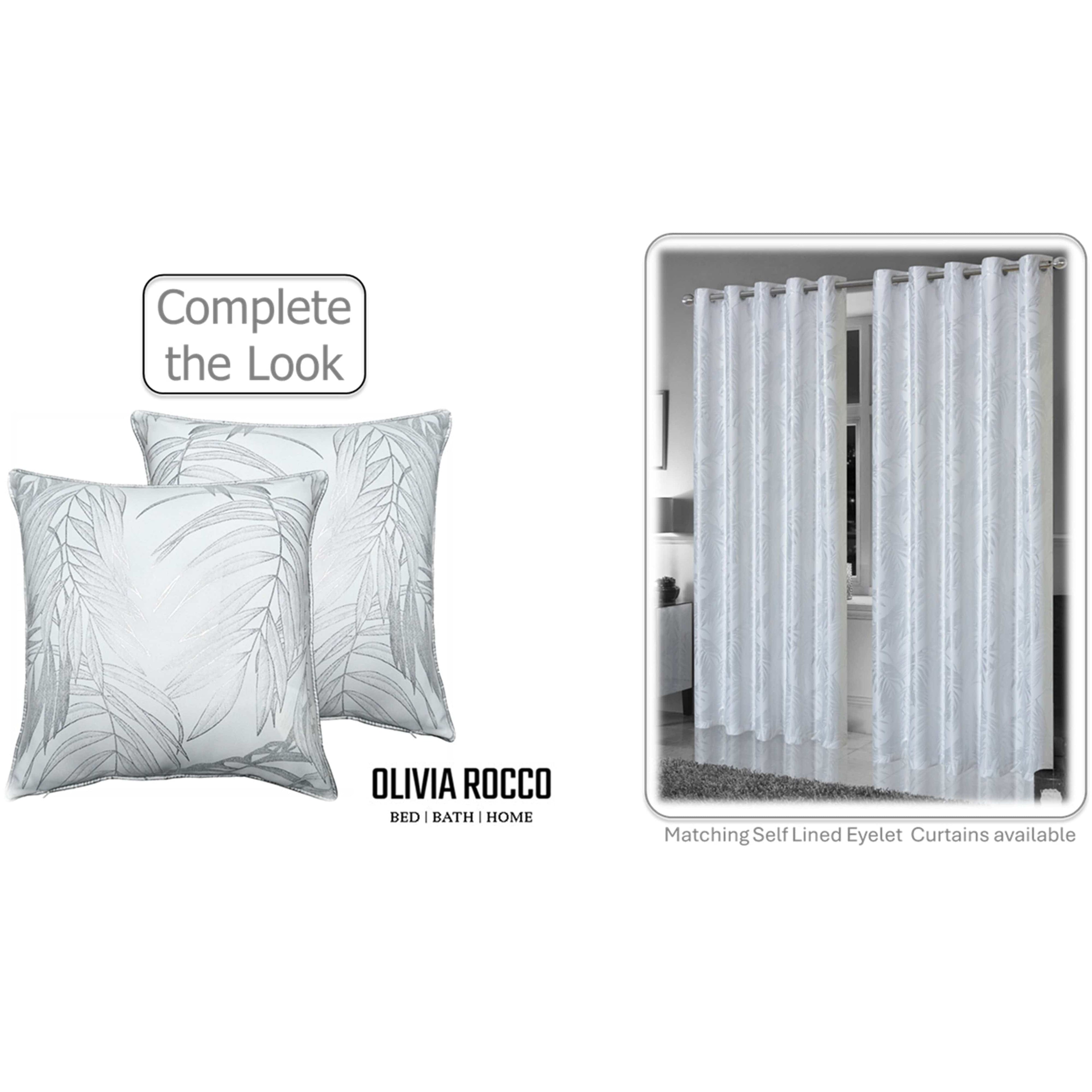 OLIVIA ROCCO Leaf Sparkle Cushion Covers - Set of 2 White Throw Pillow Cases
