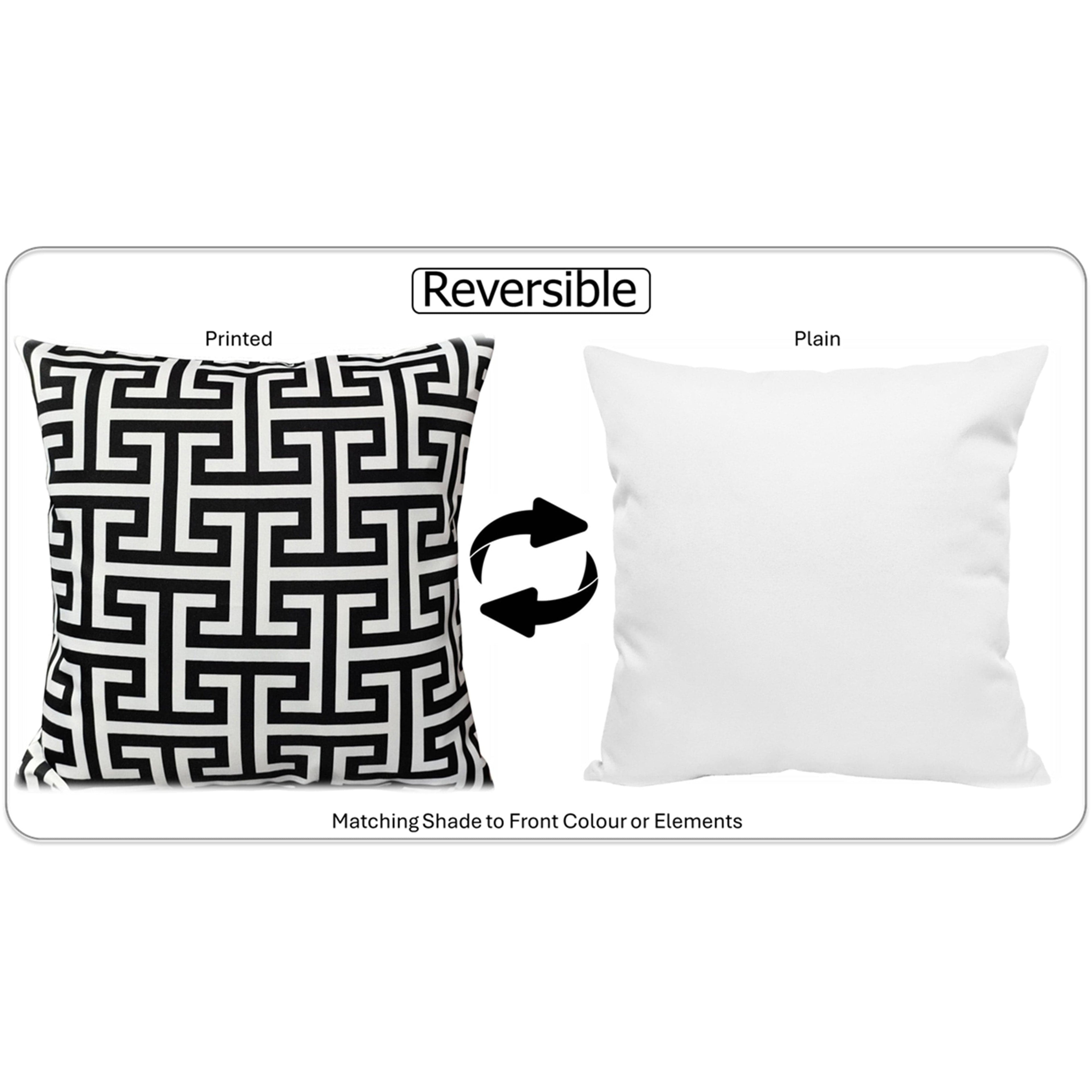 OLIVIA ROCCO Milano Black Waterproof Cushion Covers 43x43 cm Outdoor Indoor