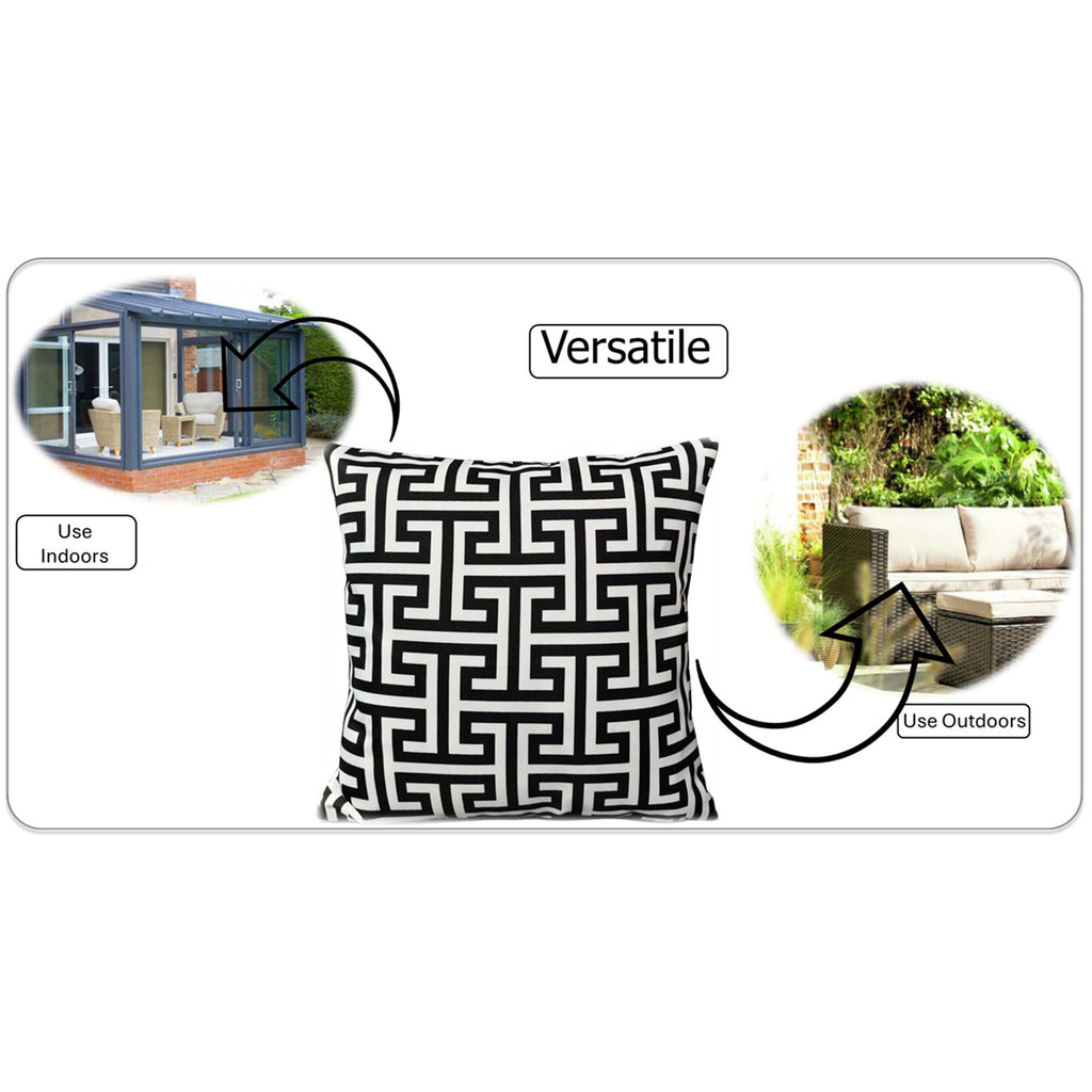 OLIVIA ROCCO Milano Black Waterproof Cushion Covers 43x43 cm Outdoor Indoor