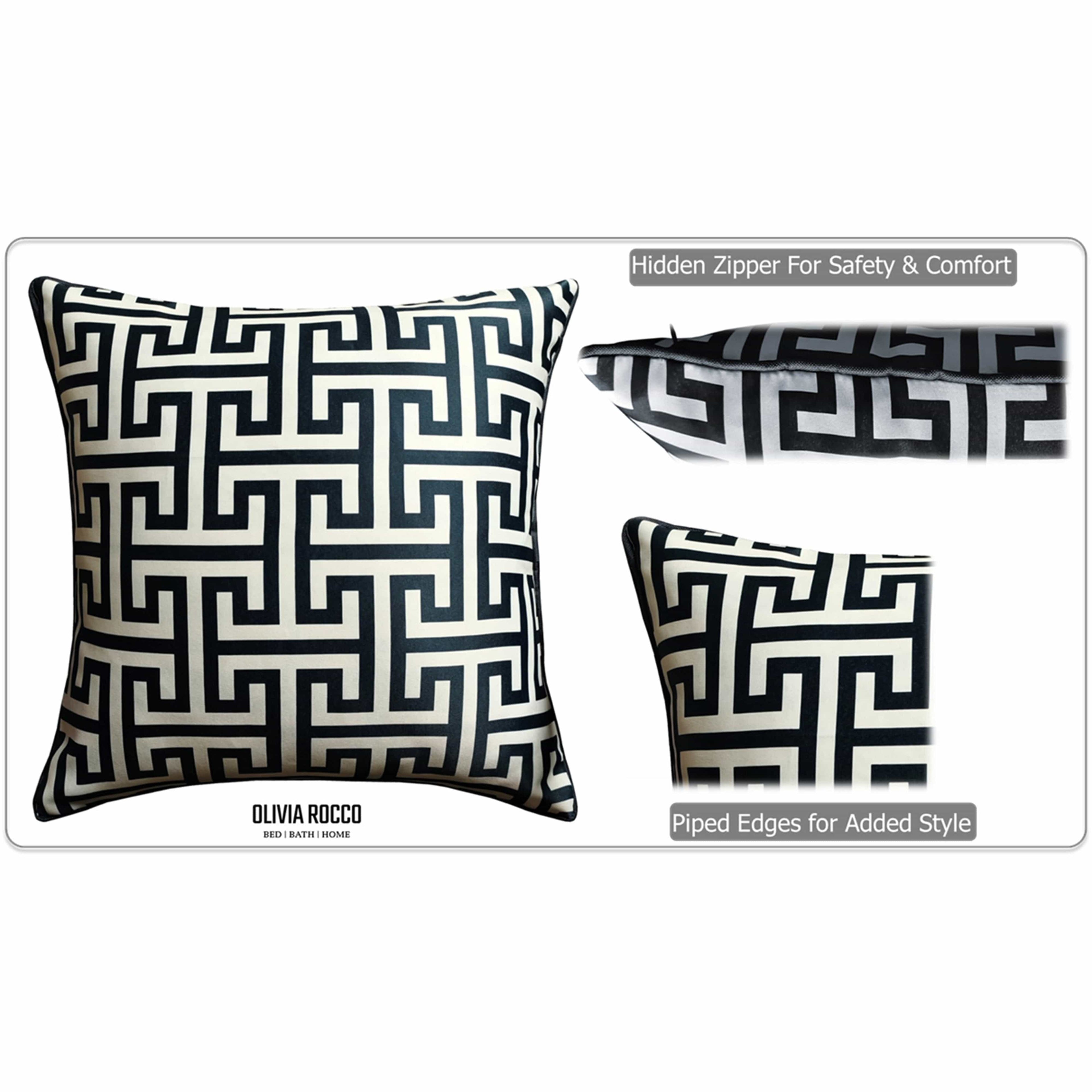 OLIVIA ROCCO Milano Black Scatter Cushion Covers - 2 Pack Soft Throw Pillows