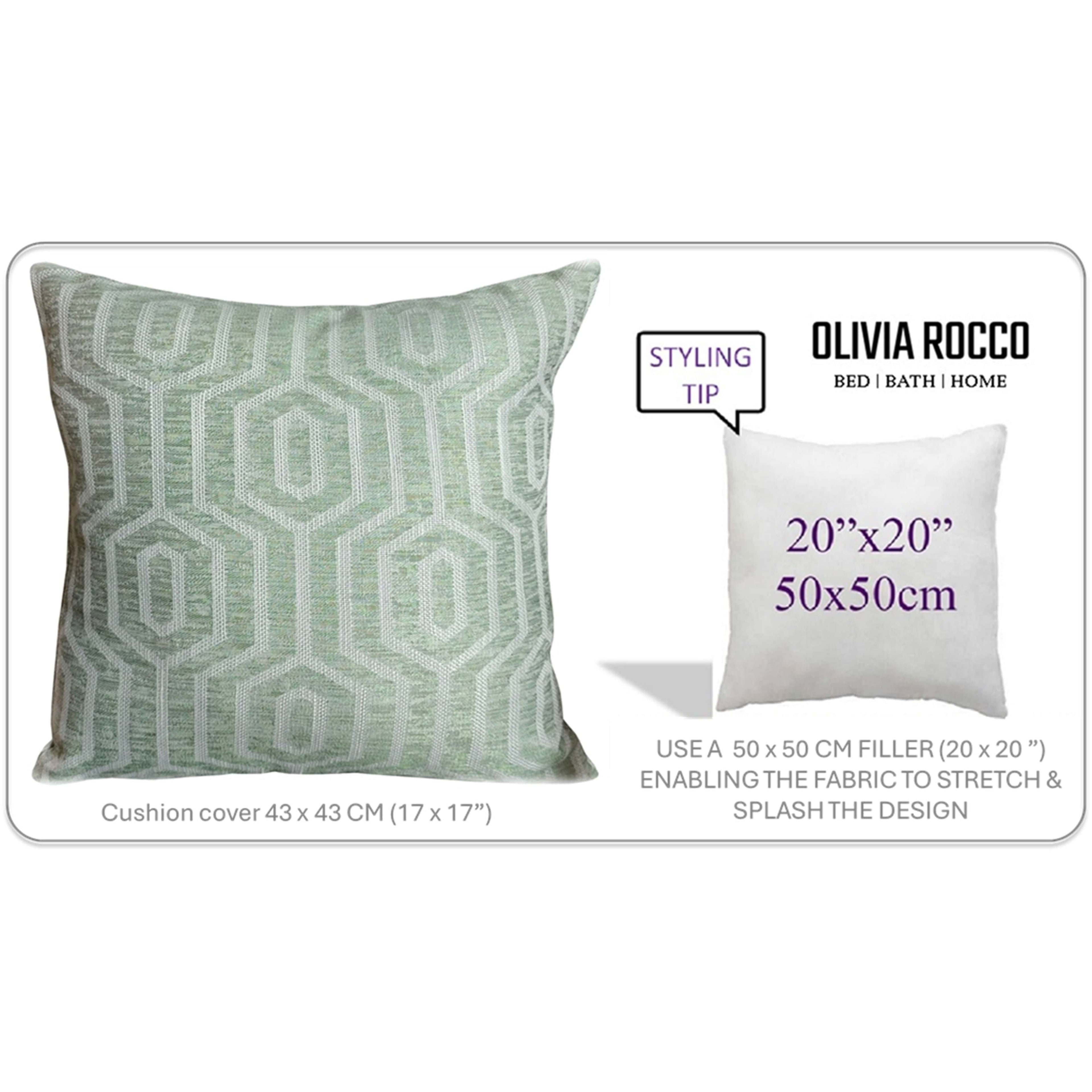 OLIVIA ROCCO Sage Green Cushion Covers 2 Pack – 43x43cm Square Covers