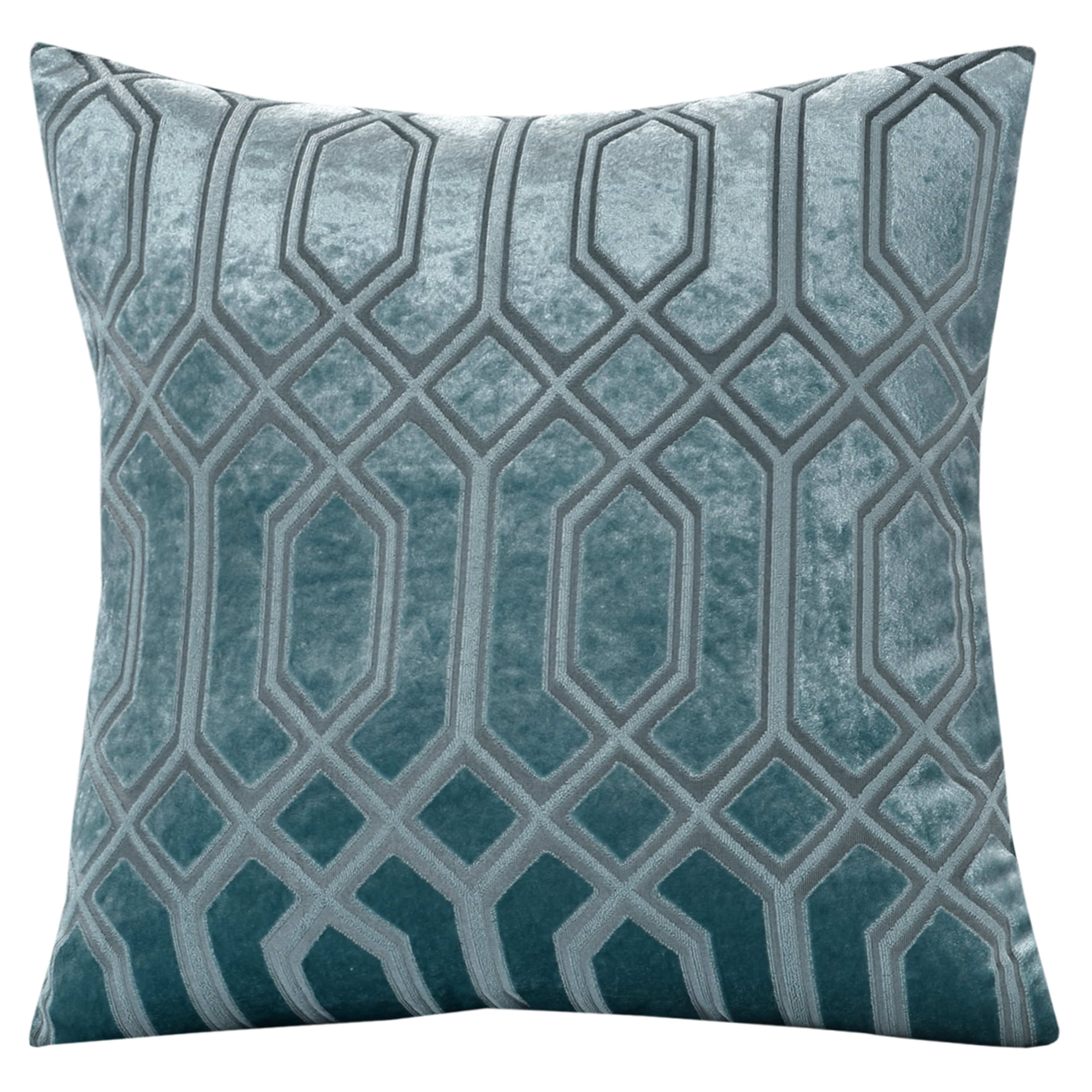 OLIVIA ROCCO Luxe Geo Velvet Cushion Covers 2 Pack - Teal 43x43 cm
