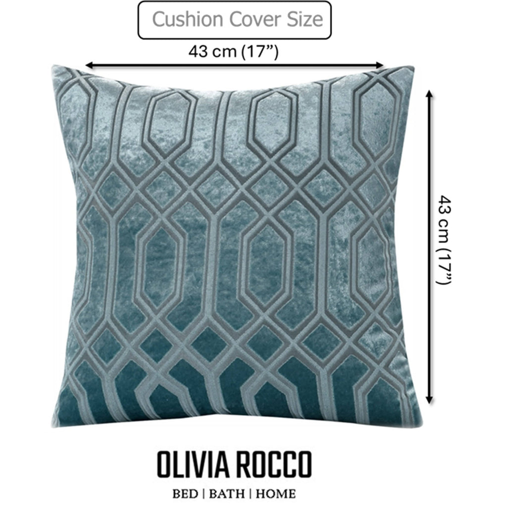 OLIVIA ROCCO Luxe Geo Velvet Cushion Covers 2 Pack - Teal 43x43 cm