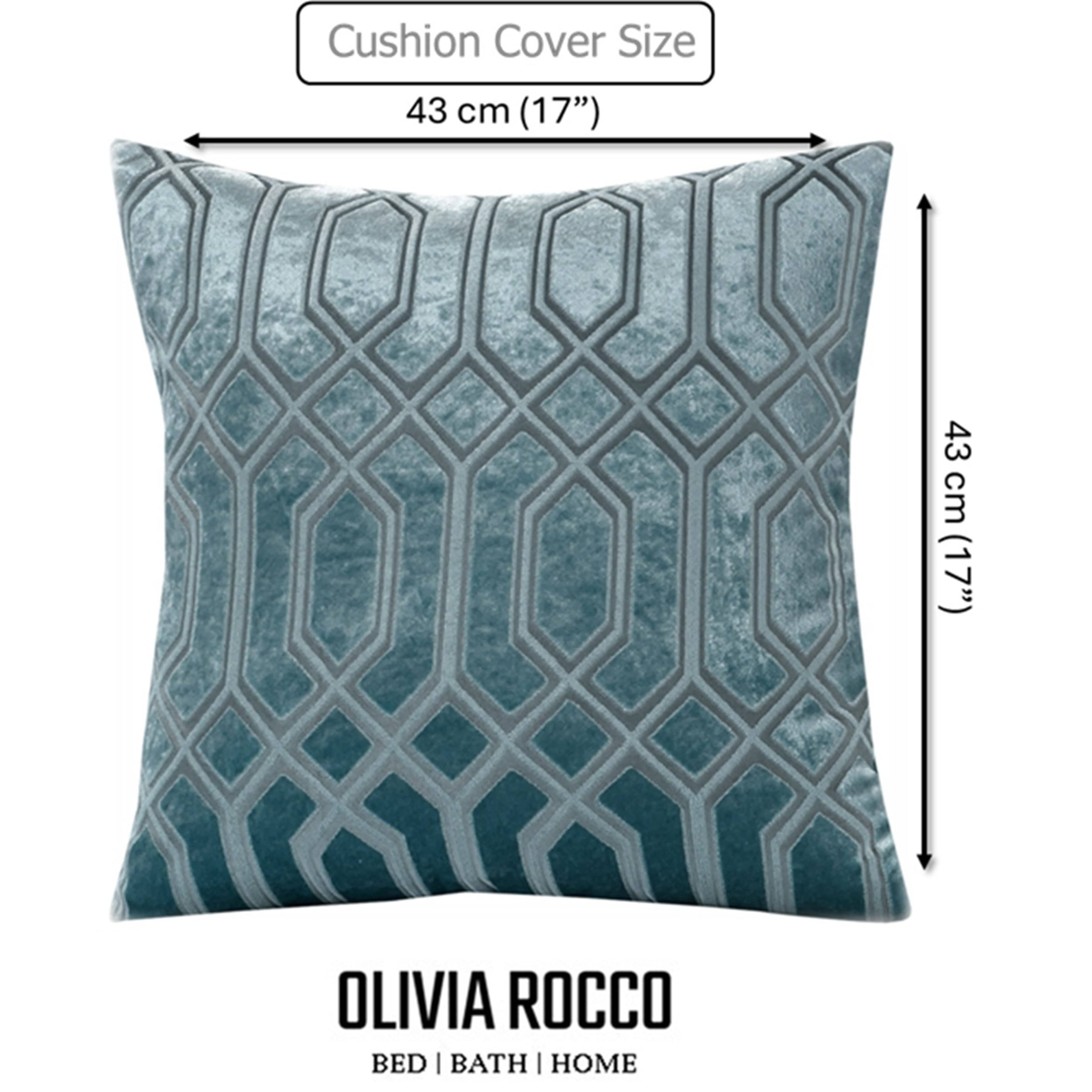 OLIVIA ROCCO Luxe Geo Velvet Cushion Covers 2 Pack - Teal 43x43 cm