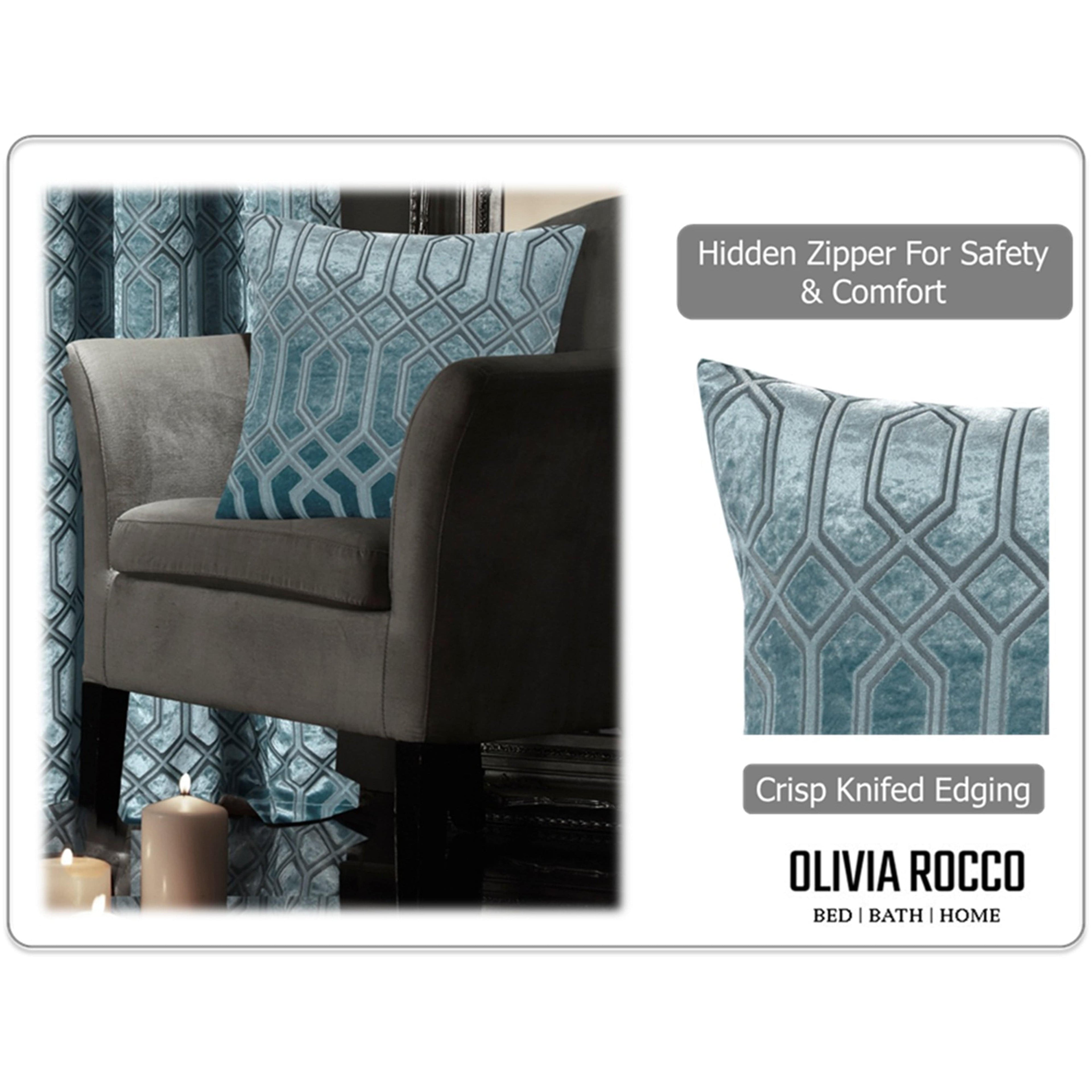 OLIVIA ROCCO Luxe Geo Velvet Cushion Covers 2 Pack - Teal 43x43 cm