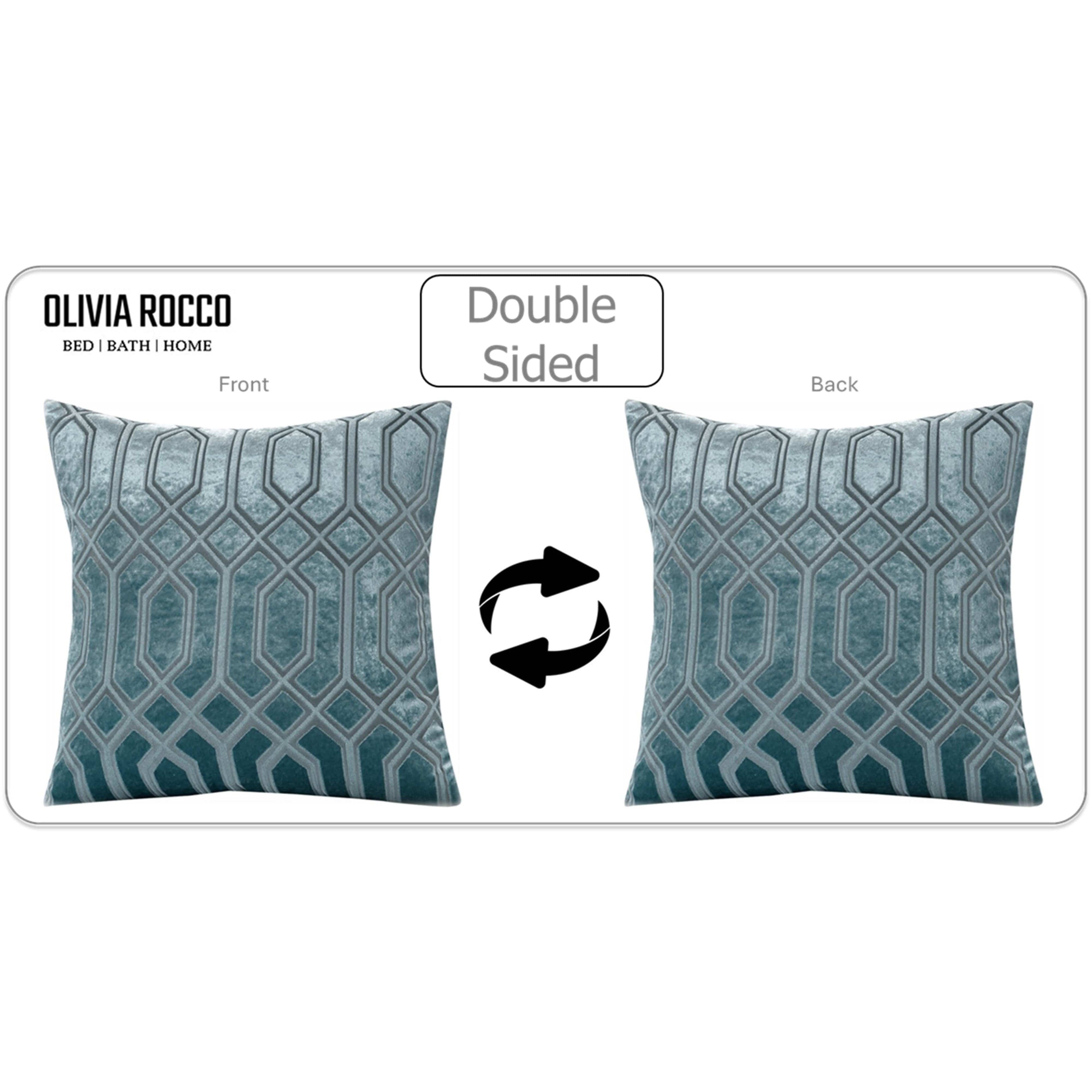 OLIVIA ROCCO Luxe Geo Velvet Cushion Covers 2 Pack - Teal 43x43 cm