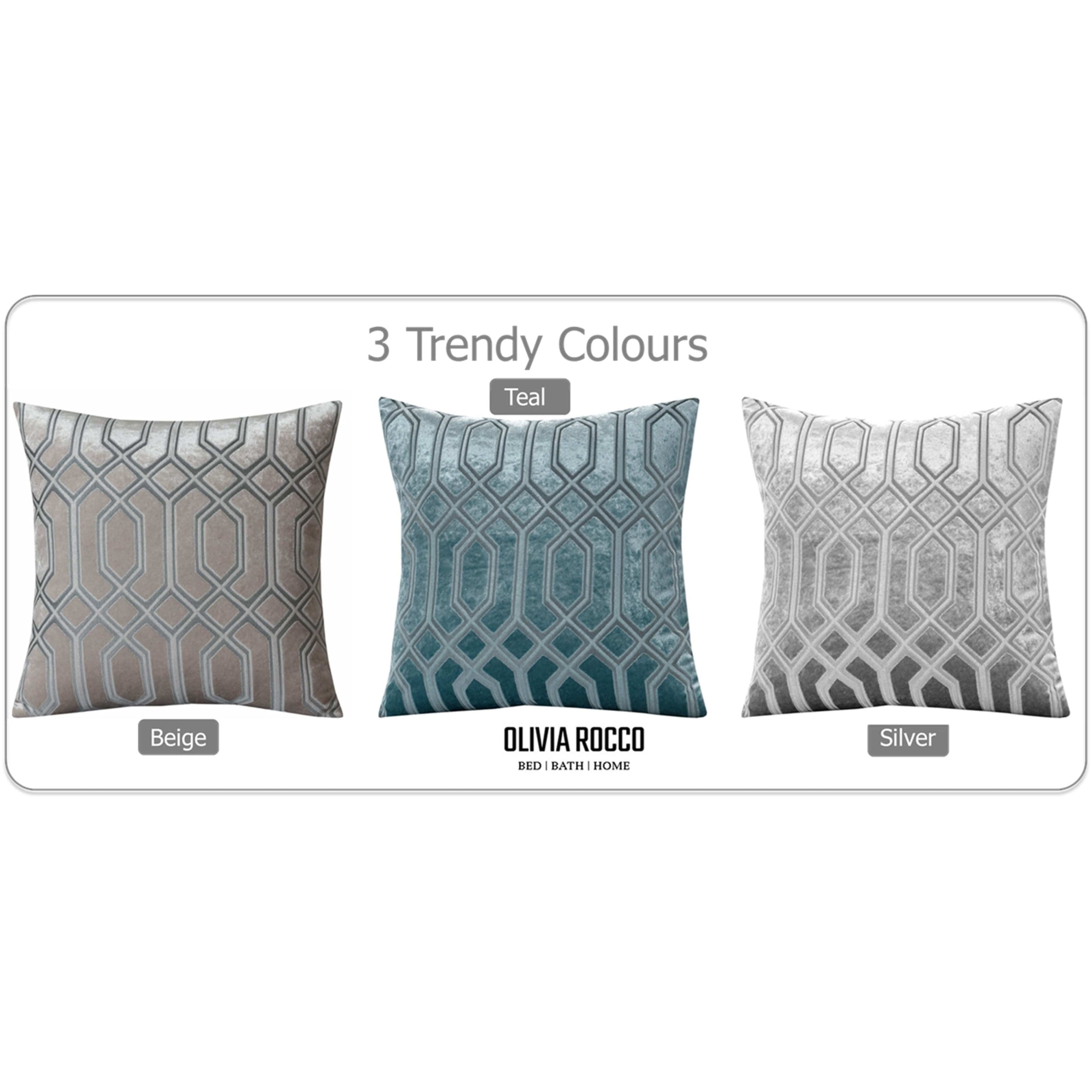 OLIVIA ROCCO Luxe Geo Velvet Cushion Covers 2 Pack - Teal 43x43 cm