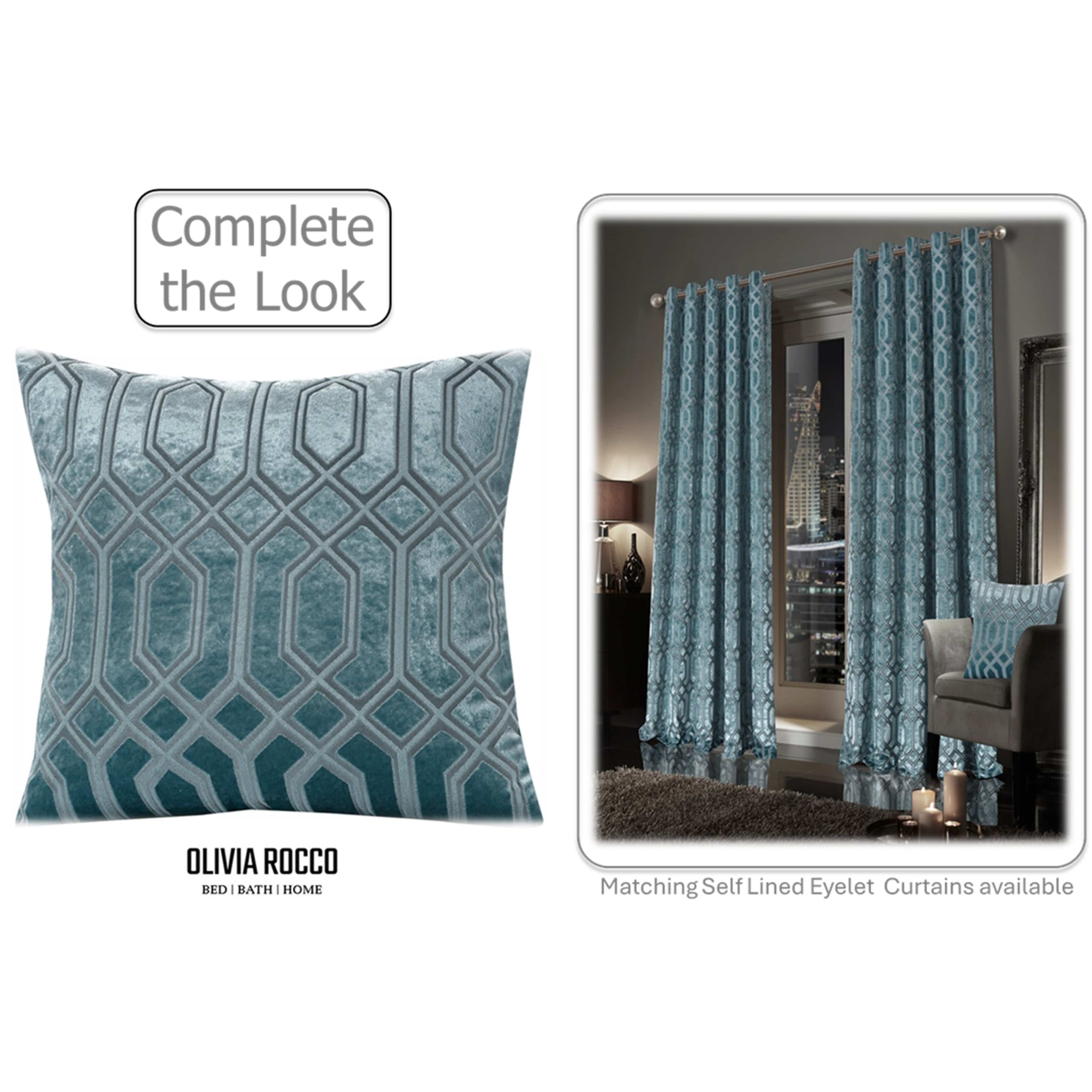 OLIVIA ROCCO Luxe Geo Velvet Cushion Covers 2 Pack - Teal 43x43 cm