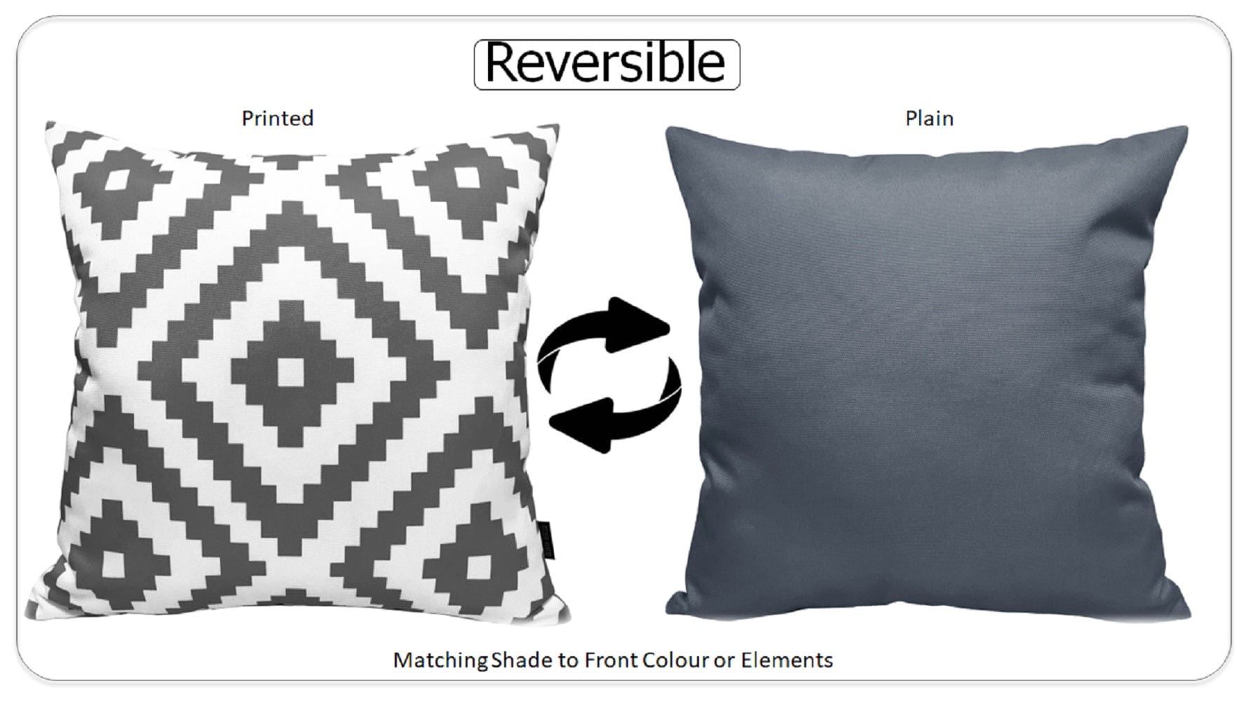 OLIVIA ROCCO Nairobi Waterproof Cushion Covers – Reversible Charcoal 43x43cm
