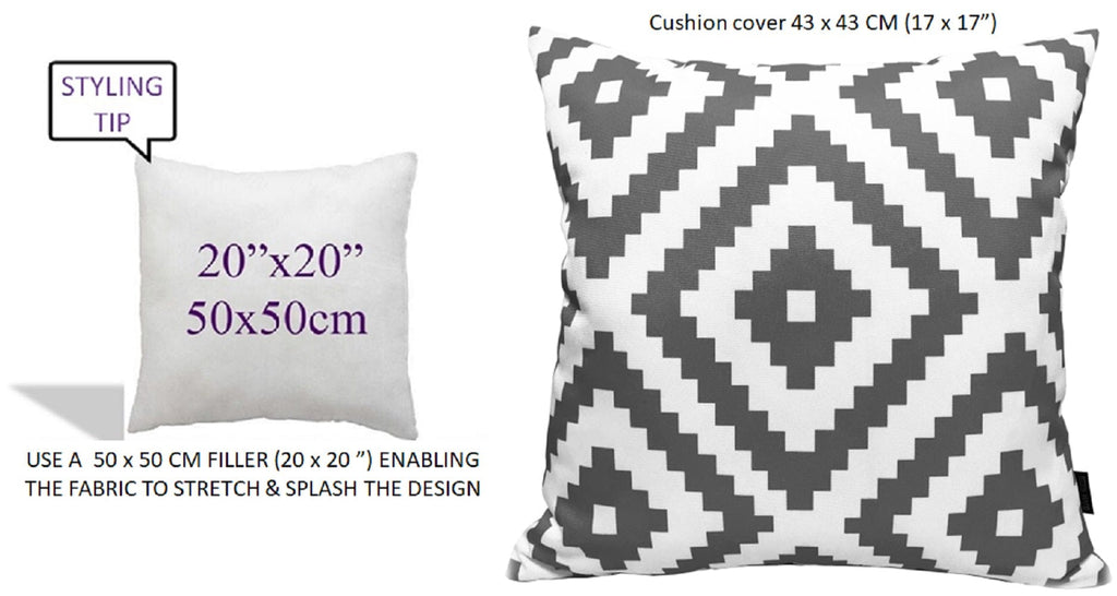 OLIVIA ROCCO Nairobi Waterproof Cushion Covers – Reversible Charcoal 43x43cm