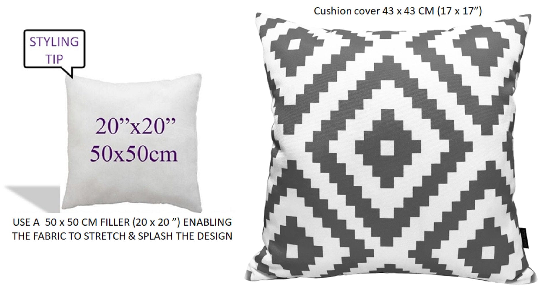 OLIVIA ROCCO Nairobi Waterproof Cushion Covers – Reversible Charcoal 43x43cm