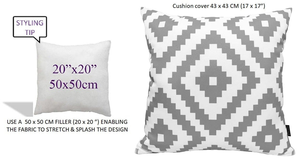 OLIVIA ROCCO Nairobi Silver Waterproof Cushion Covers 43x43cm Reversible