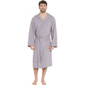 OLIVIA ROCCO Men's Hooded Waffle Cotton Bathrobe – Grey Spa Robe
