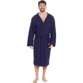 OLIVIA ROCCO Men's Hooded Waffle Cotton Bathrobe – Navy Spa Dressing Gown