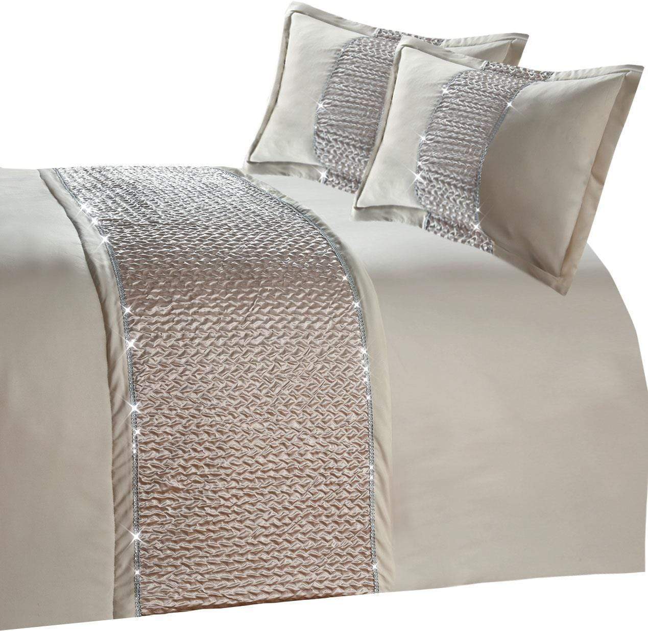 OLIVIA ROCCO Zenia Duvet Cover Set – Quilted Trim with Diamante Detail