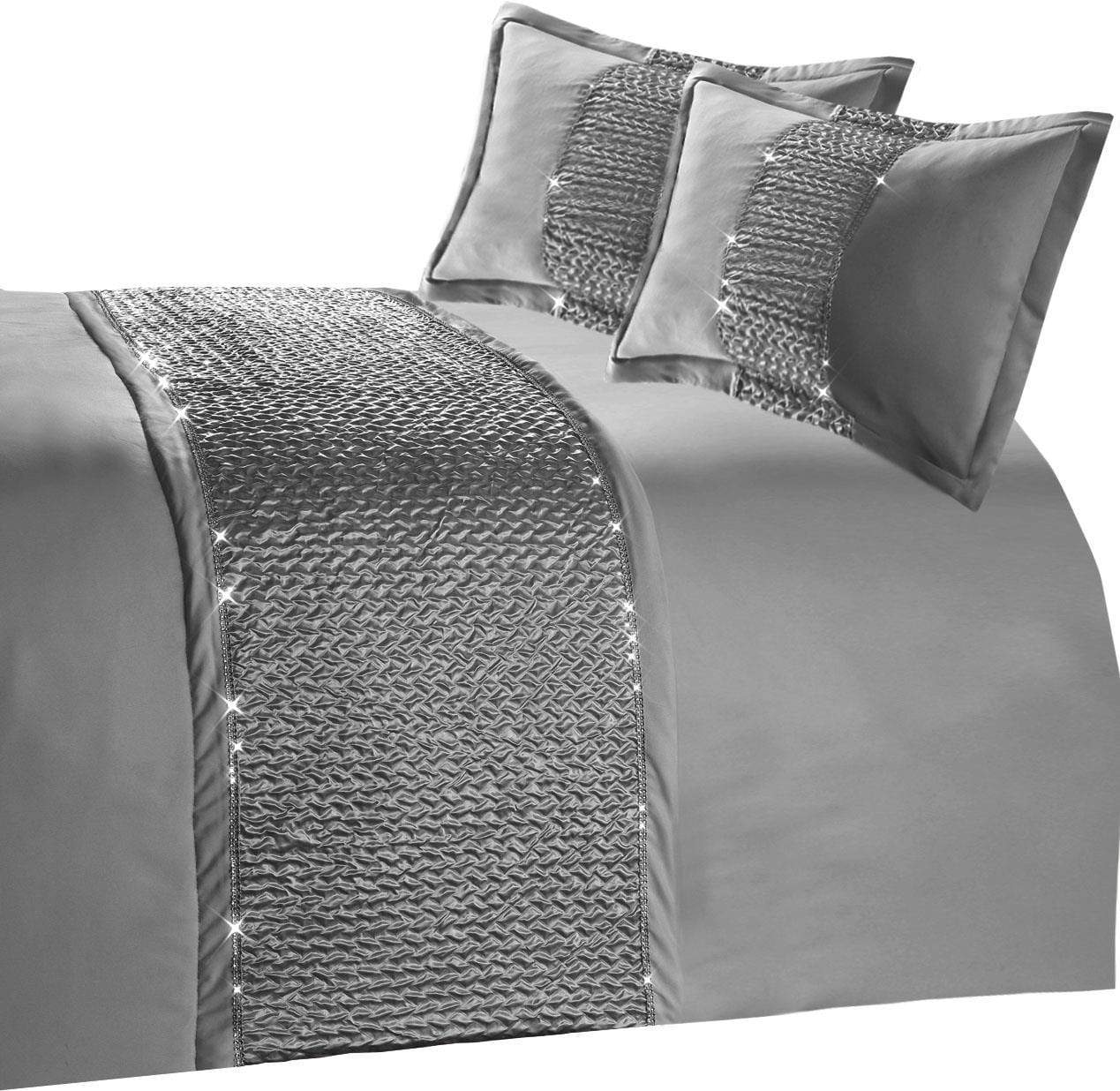 OLIVIA ROCCO Zenia Duvet Cover Set – Quilted Trim with Diamante Detail