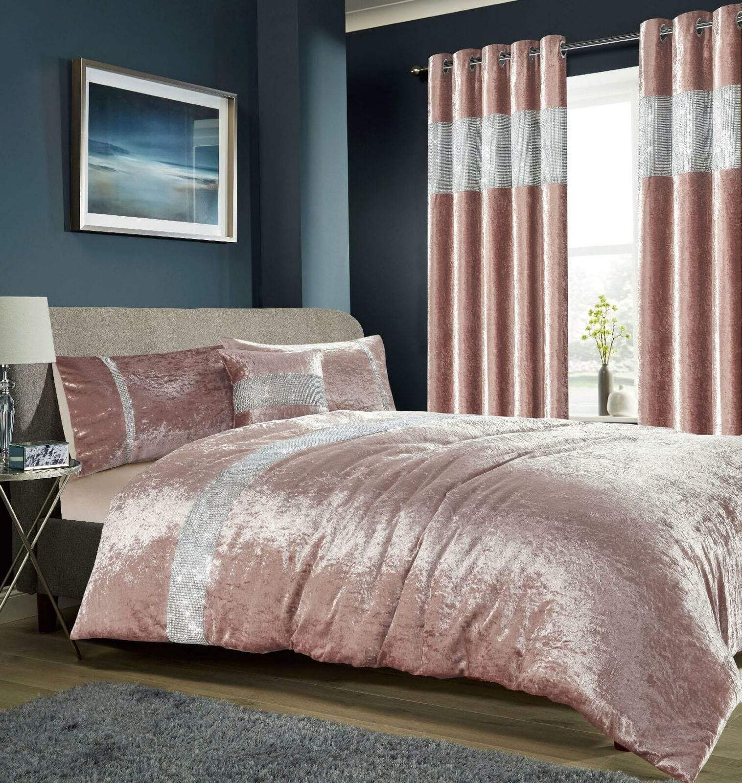 OLIVIA ROCCO Diamante Crushed Velvet Duvet Set – Luxury OEKO-TEX Bedding