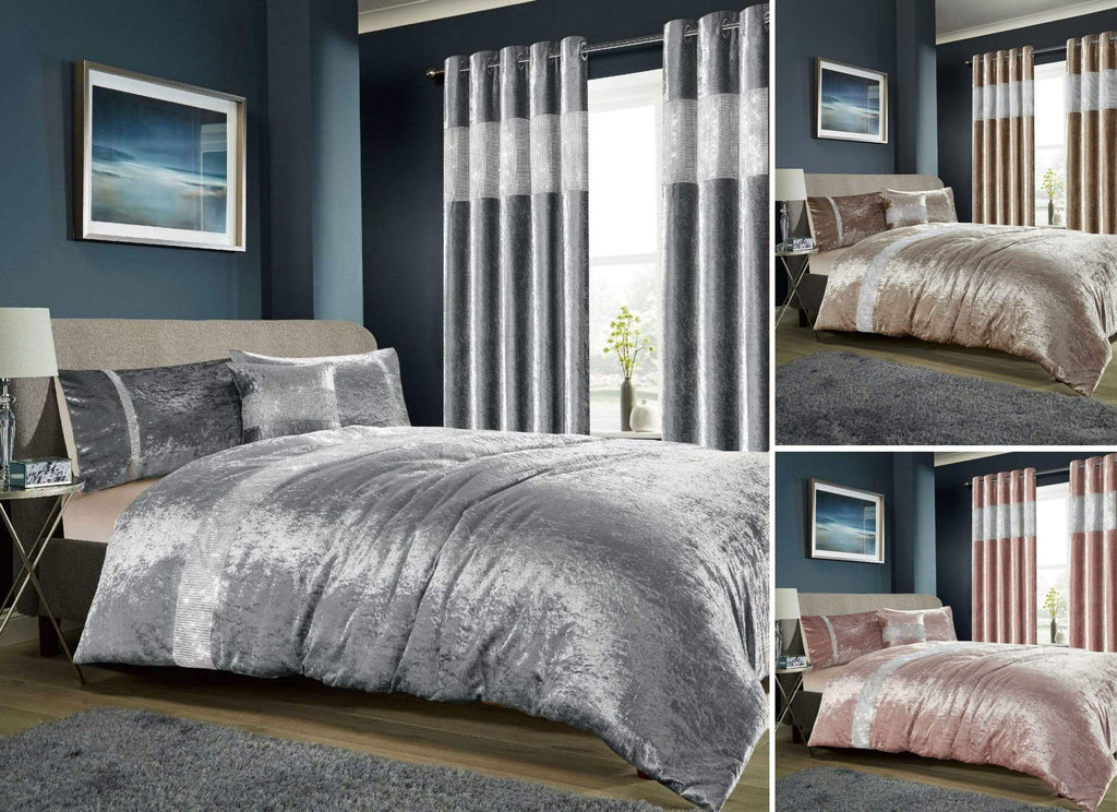 OLIVIA ROCCO Diamante Crushed Velvet Duvet Set – Luxury OEKO-TEX Bedding