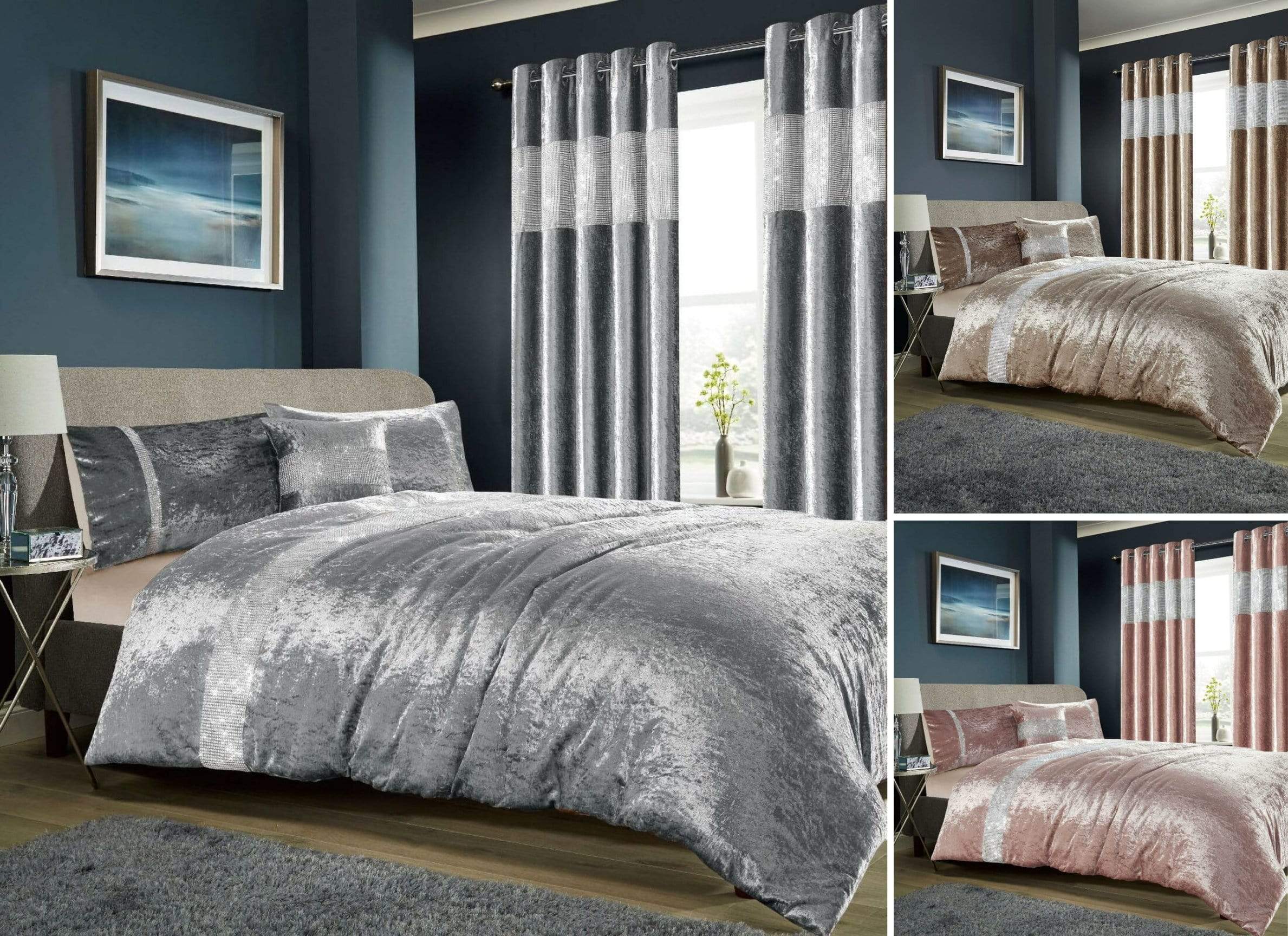 OLIVIA ROCCO Diamante Crushed Velvet Duvet Set – Luxury OEKO-TEX Bedding
