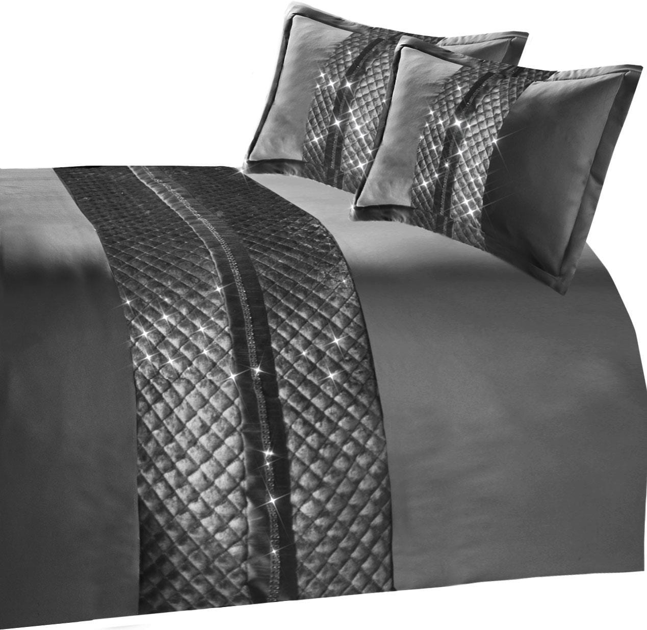 OLIVIA ROCCO Kylie Velvet Duvet Set – Charcoal Gold Diamante Bedding