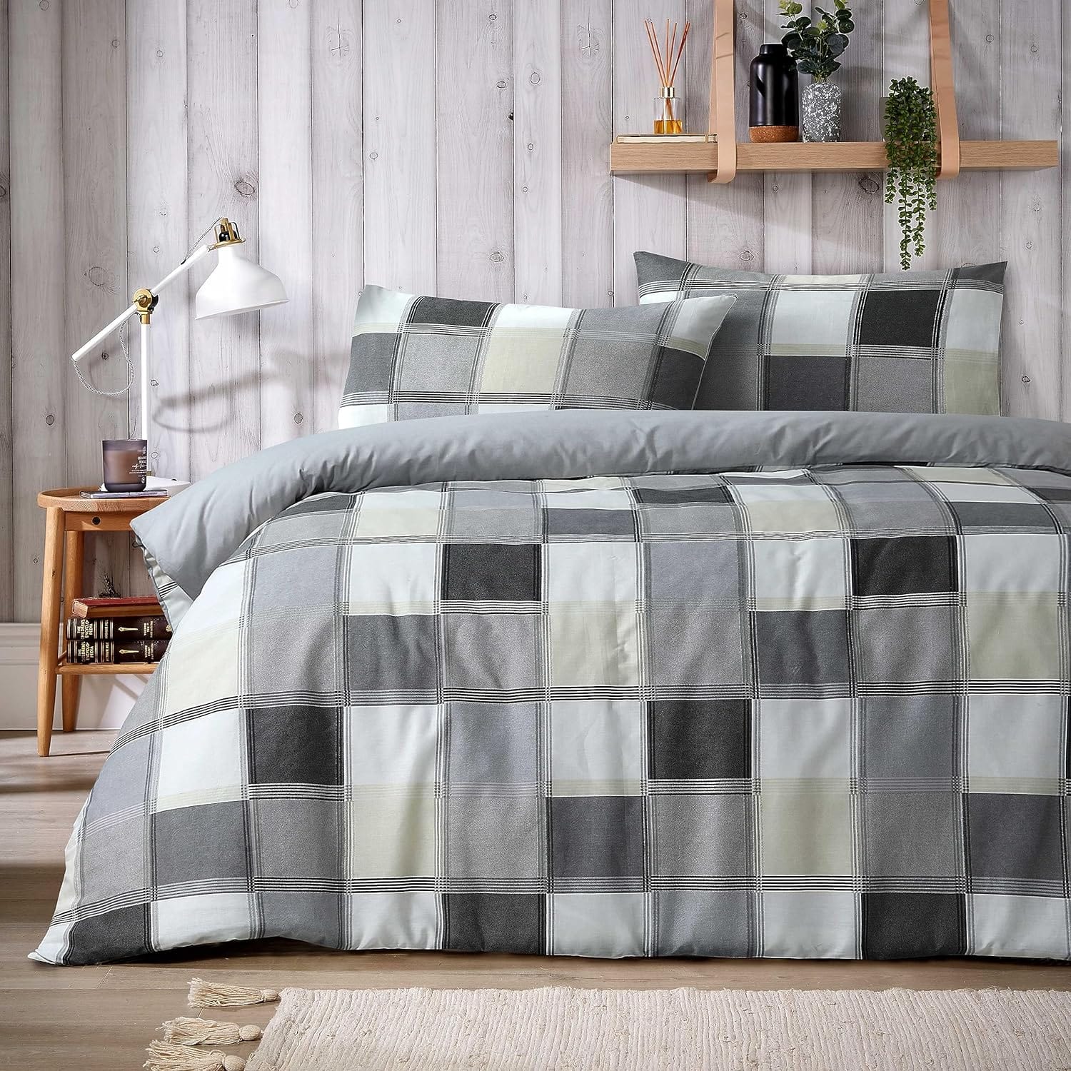 OLIVIA ROCCO Glencoe Check Duvet Cover Set – Reversible Polycotton