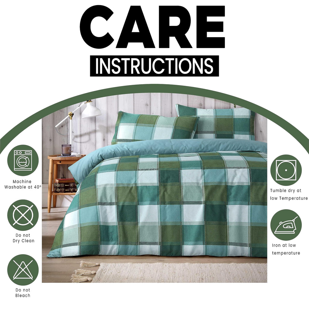 OLIVIA ROCCO Glencoe Check Duvet Cover Set – Reversible Polycotton