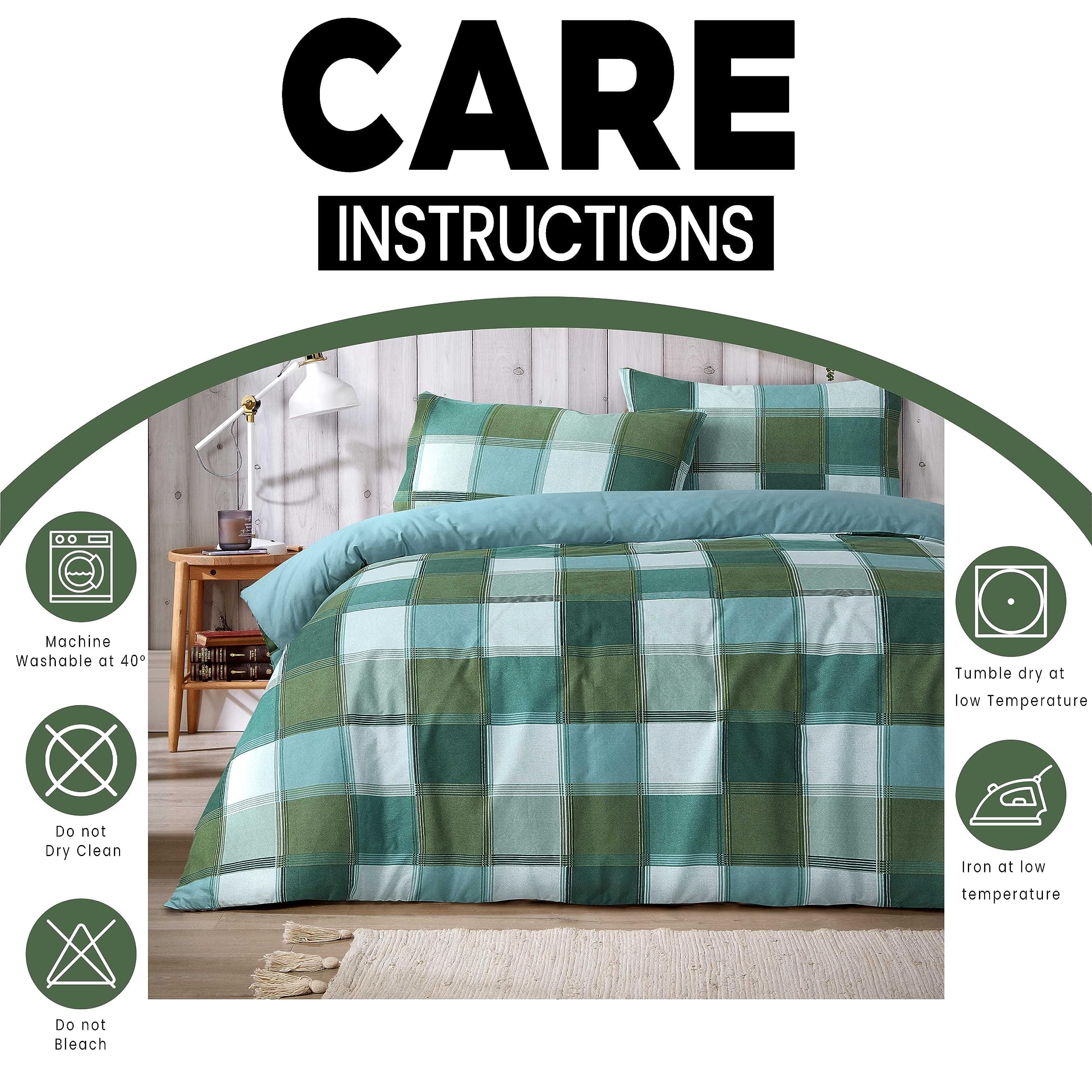 OLIVIA ROCCO Glencoe Check Duvet Cover Set – Reversible Polycotton