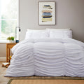 OLIVIA ROCCO Ruched White Microfibre Duvet Cover Set | Ruffle Bedding
