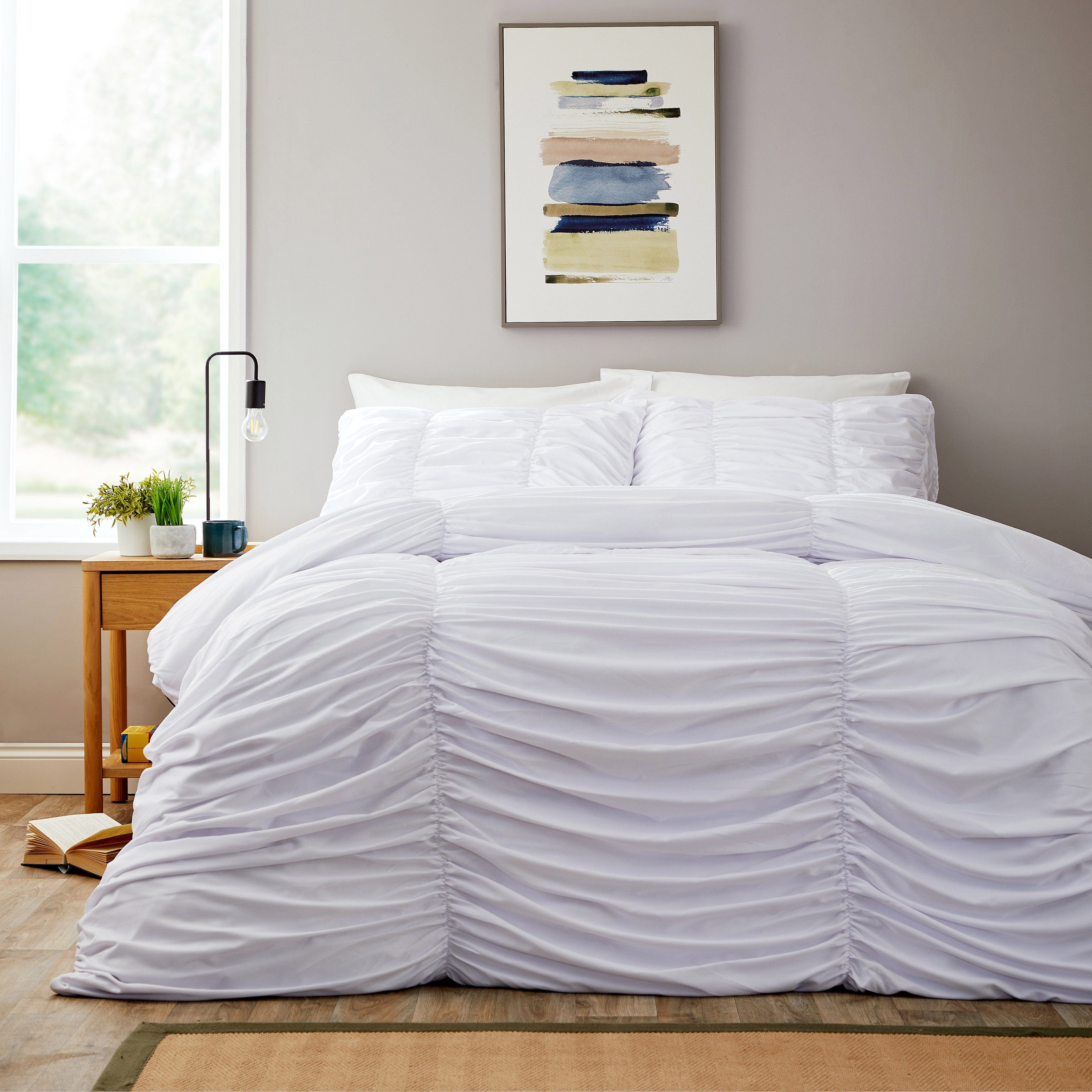 OLIVIA ROCCO Pintuck Ruffle Duvet Cover Set – Pleated Microfibre Bedding