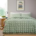 OLIVIA ROCCO Soho Sage Green Quilted Microfibre Duvet Cover Bedding Set