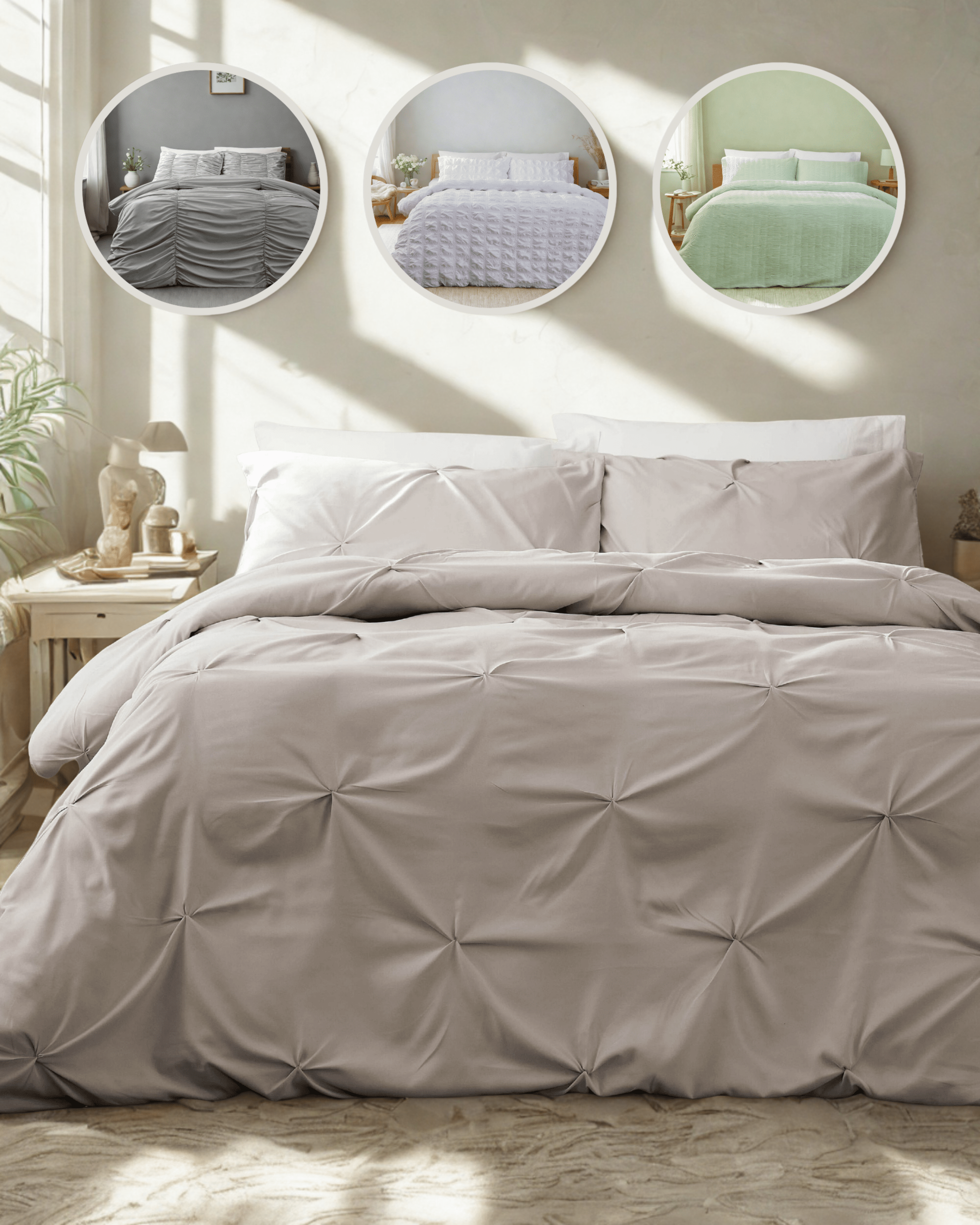 OLIVIA ROCCO Pintuck Ruffle Duvet Cover Set – Pleated Microfibre Bedding