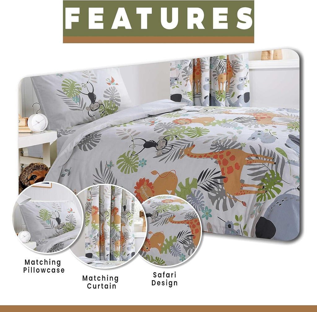 OLIVIA ROCCO Kids Safari Animal Print Duvet Cover Set – Soft Cotton Blend