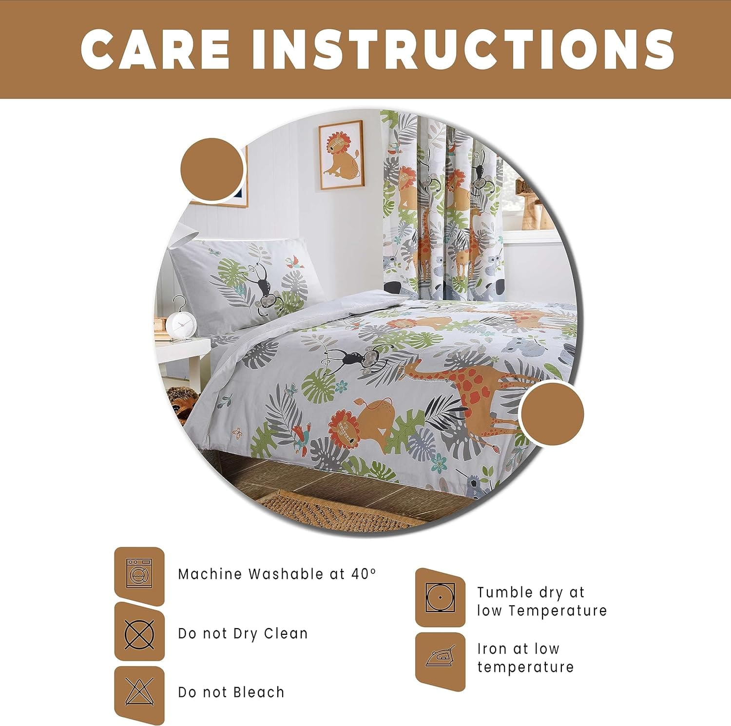 OLIVIA ROCCO Kids Safari Animal Print Duvet Cover Set – Soft Cotton Blend