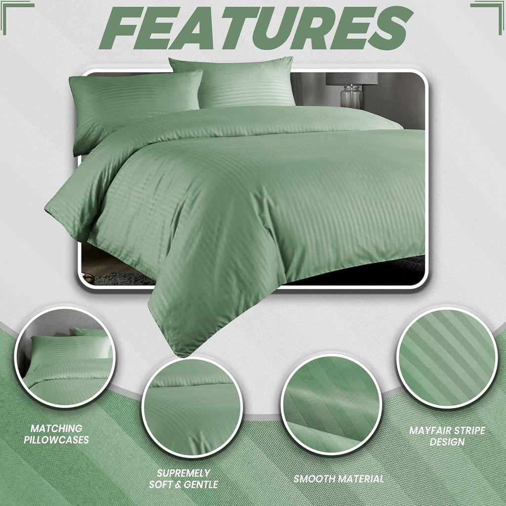 OLIVIA ROCCO Mayfair Satin Stripe Reversible Duvet Cover Set with Comforter