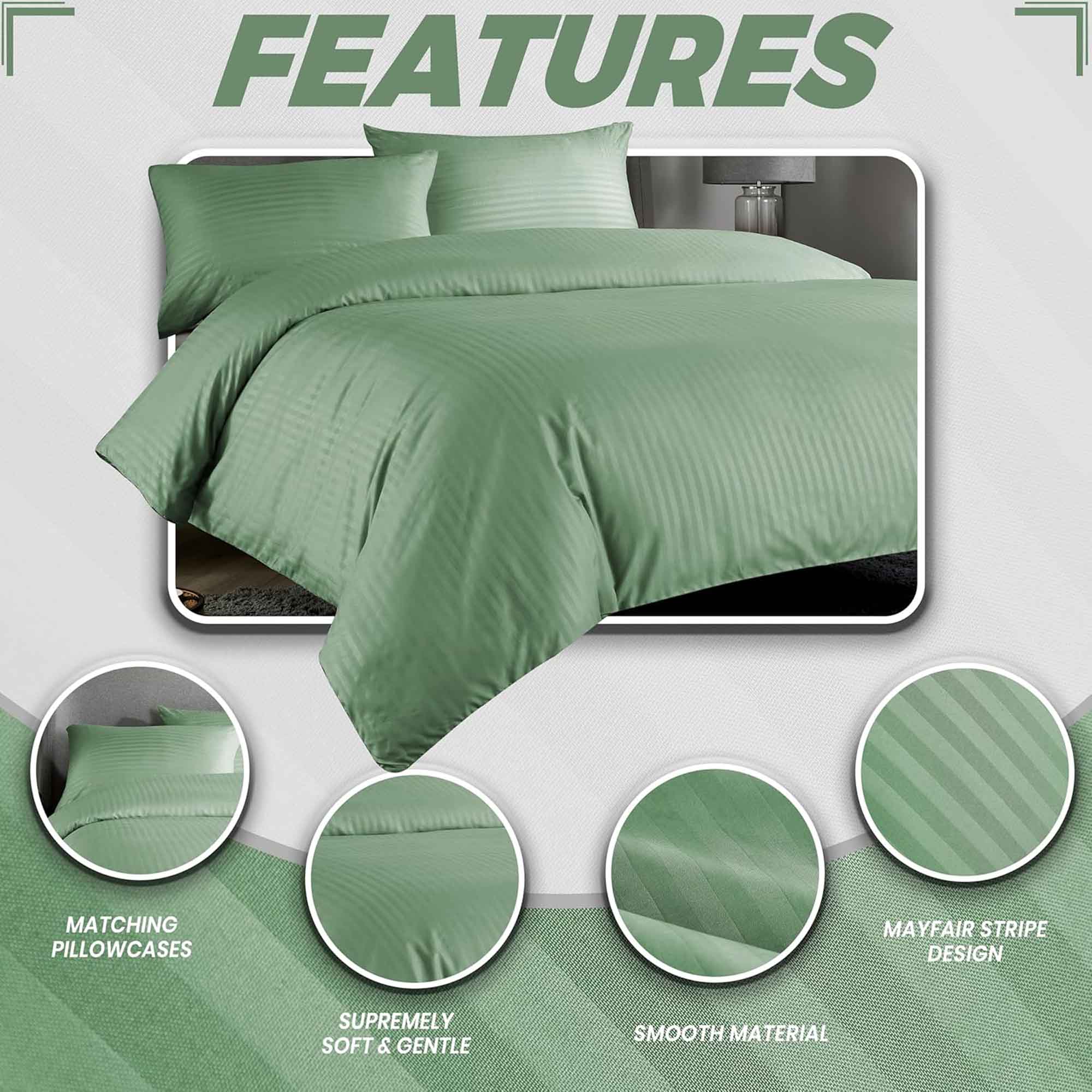 OLIVIA ROCCO Mayfair Satin Stripe Reversible Duvet Cover Set with Comforter