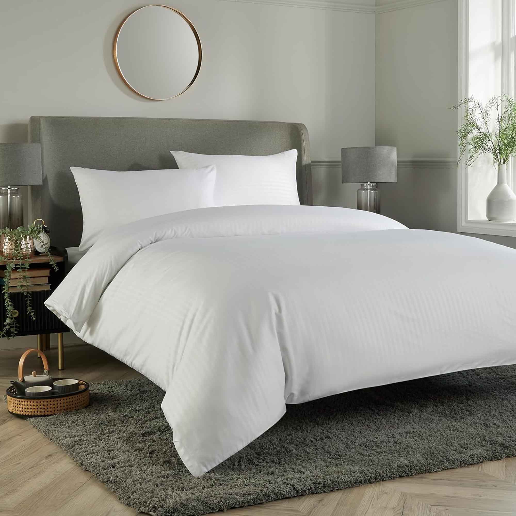 OLIVIA ROCCO Mayfair Satin Stripe Reversible Duvet Cover Set with Comforter