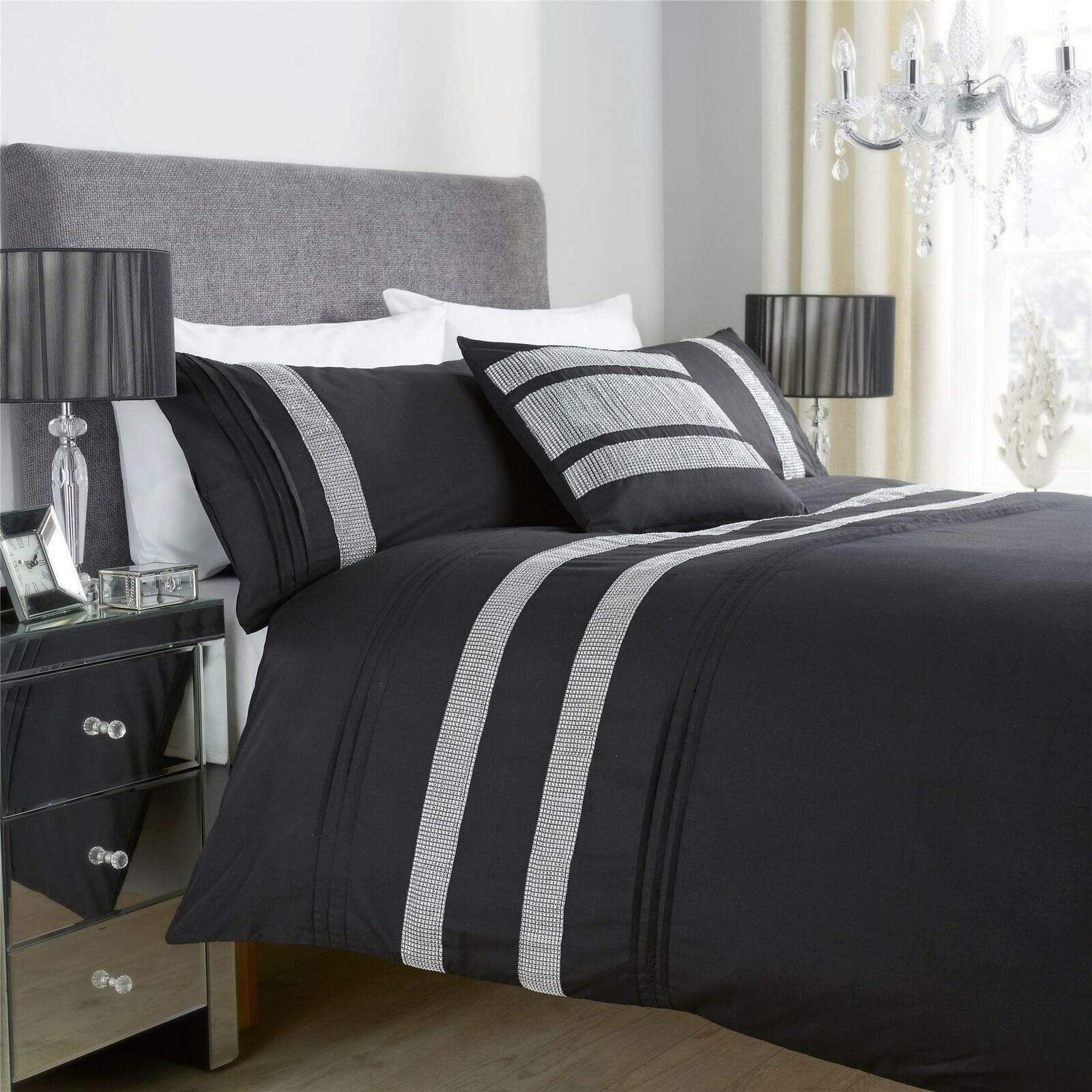 OLIVIA ROCCO Diamante Glitz Duvet Set – Cotton Rich Crystal Bedding