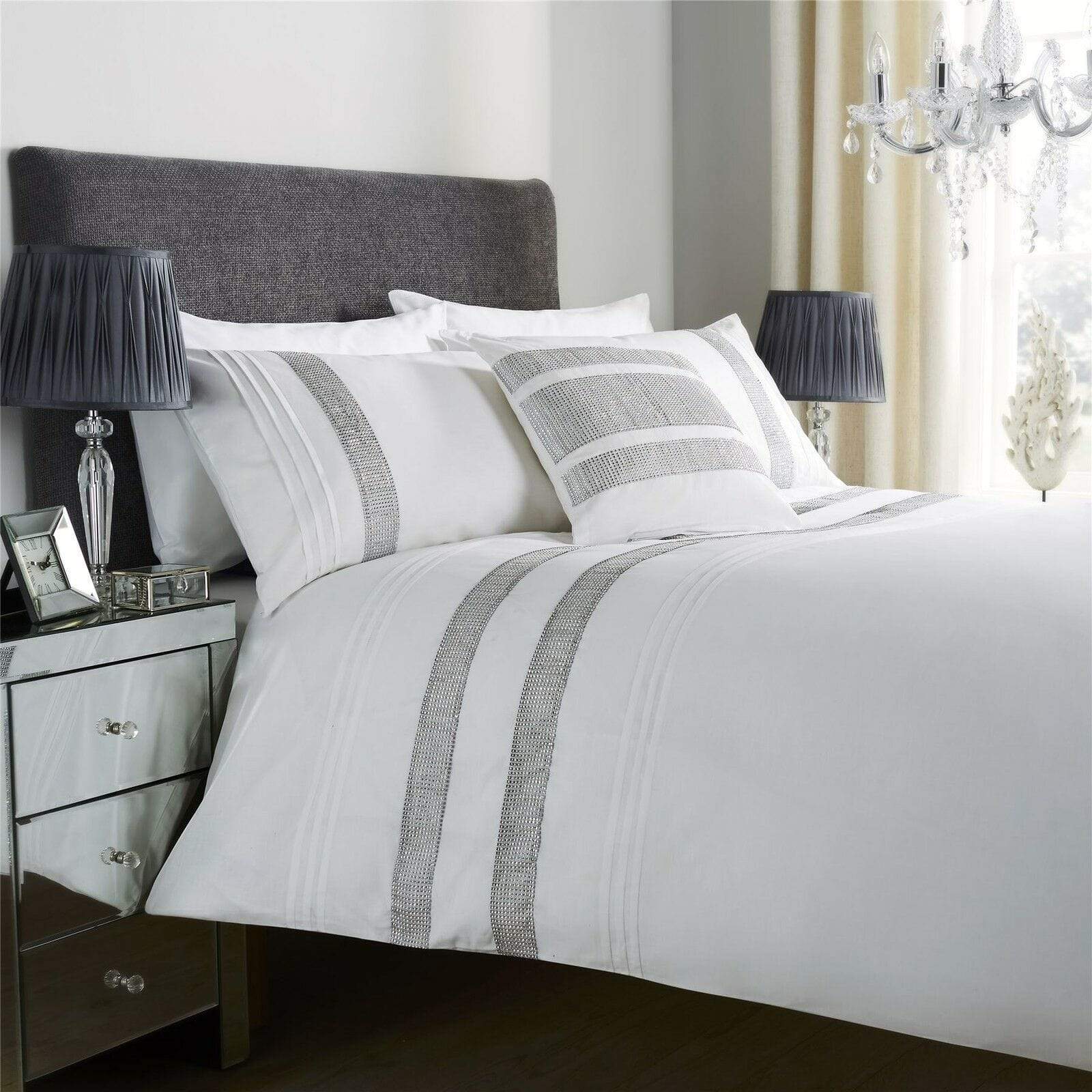 OLIVIA ROCCO Diamante Glitz Duvet Set – Cotton Rich Crystal Bedding