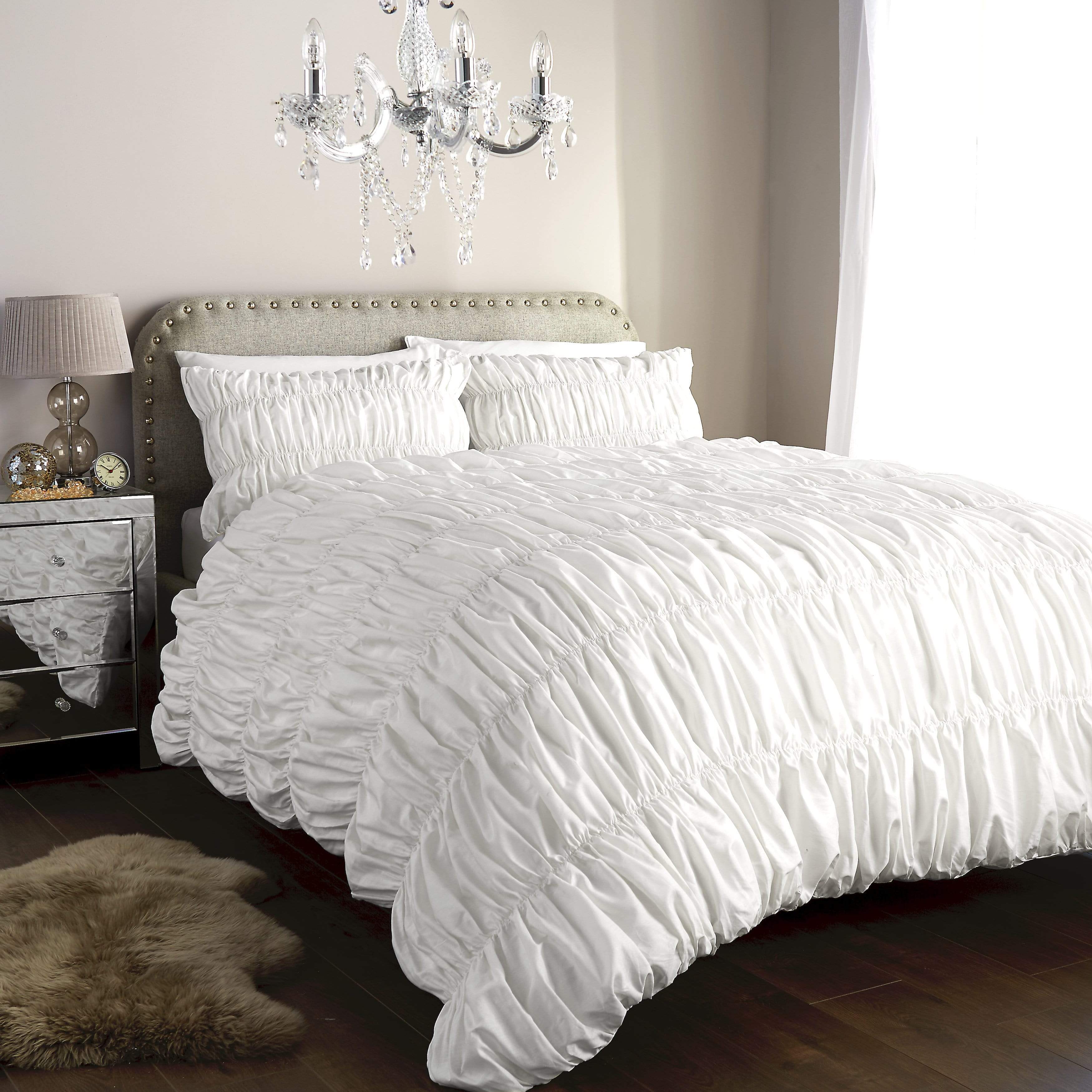 OLIVIA ROCCO Ruched Ruffle Duvet Set – Luxury Cotton Rich Bedding