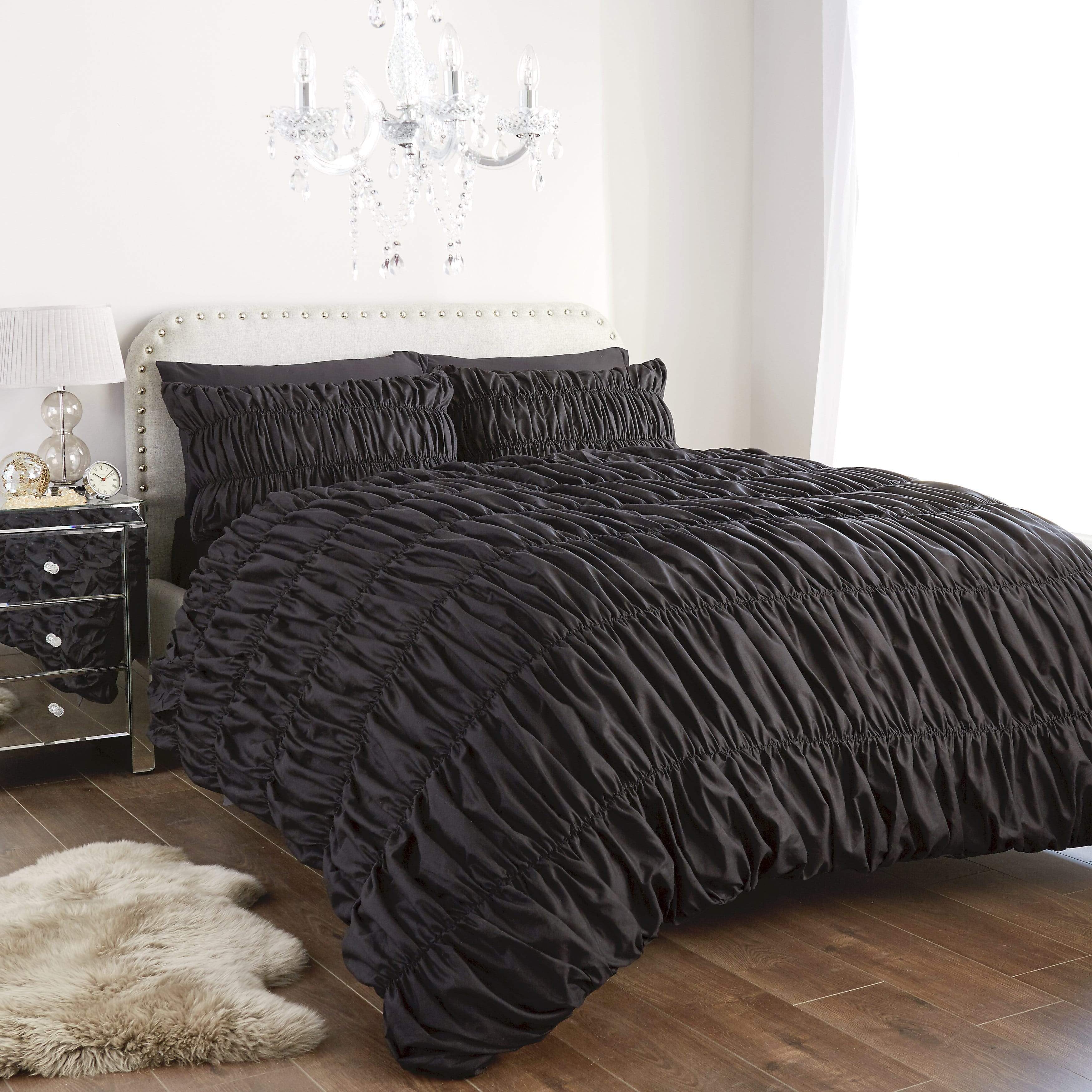 OLIVIA ROCCO Ruched Ruffle Duvet Set – Luxury Cotton Rich Bedding