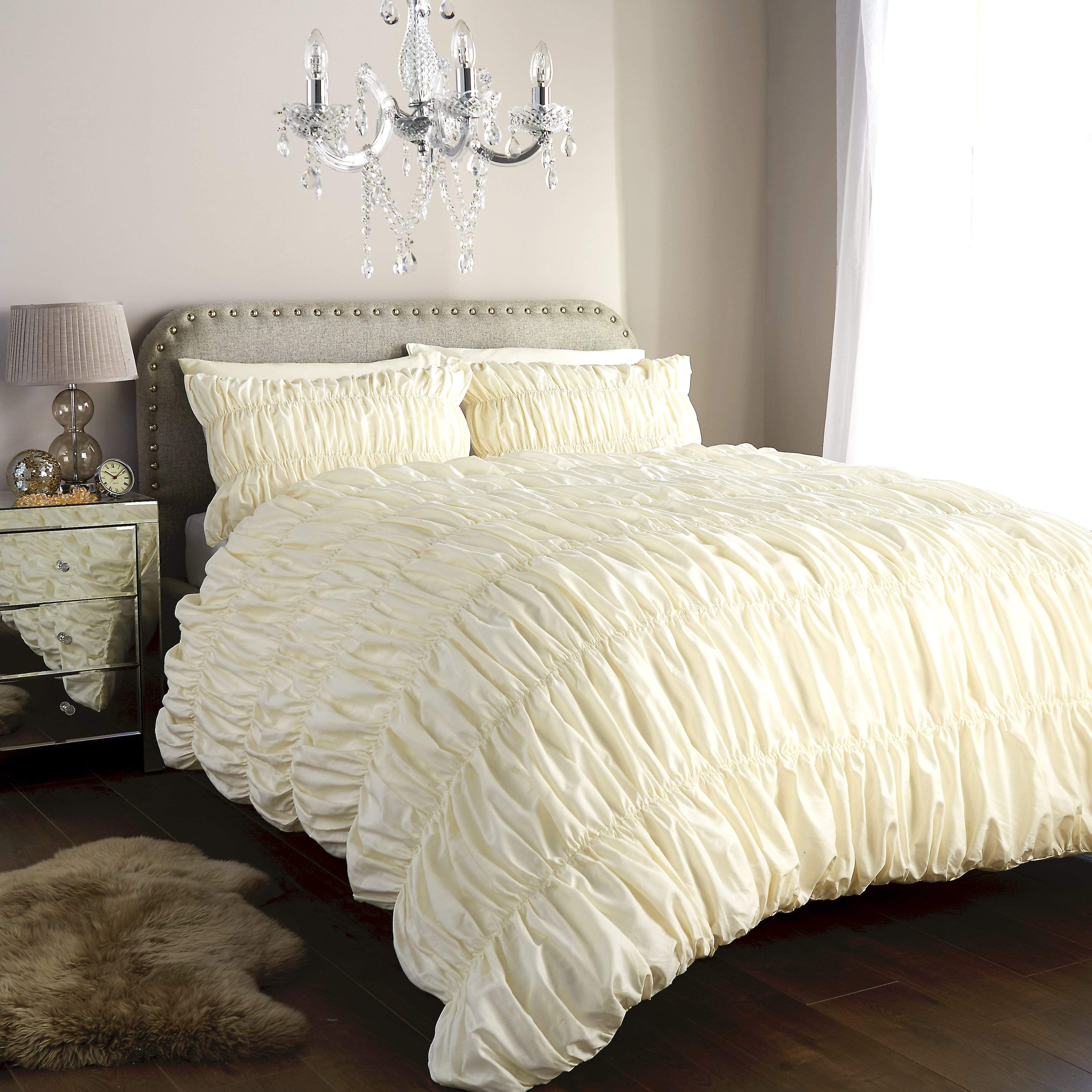 OLIVIA ROCCO Ruched Ruffle Duvet Set – Luxury Cotton Rich Bedding