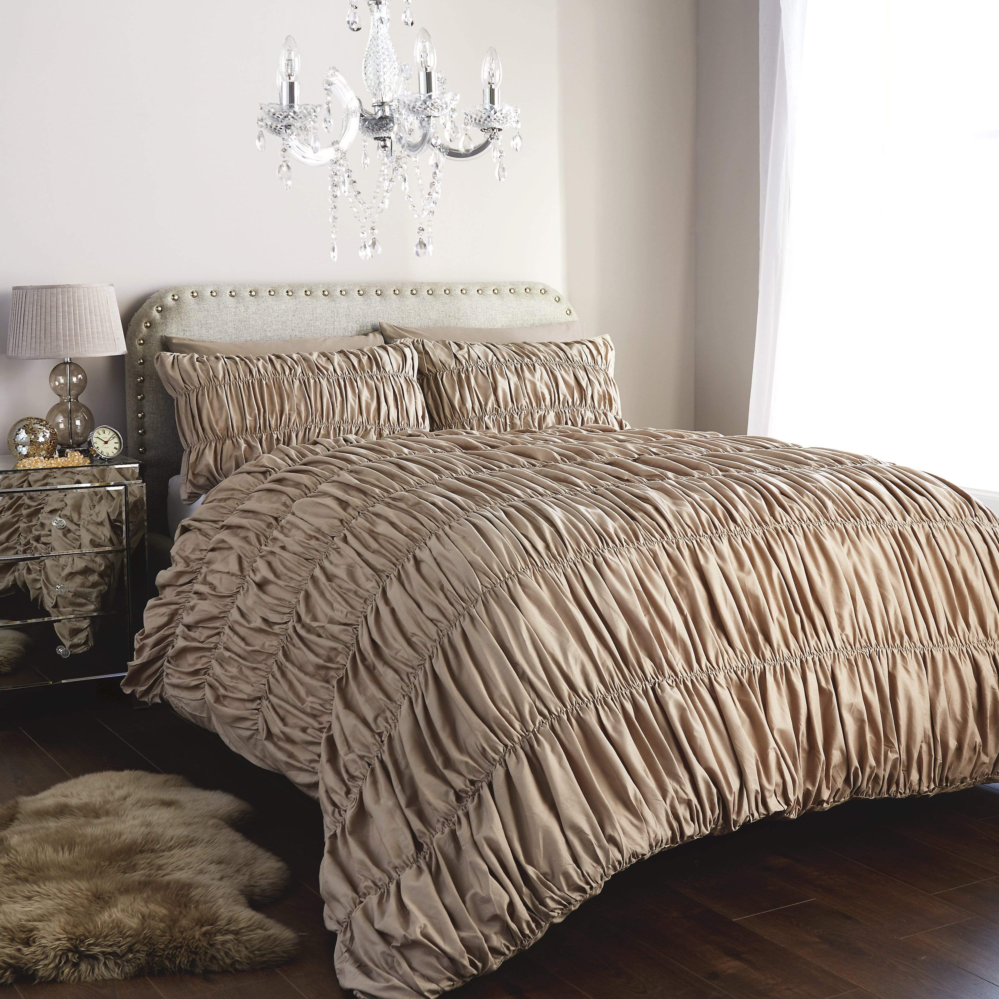 OLIVIA ROCCO Ruched Ruffle Duvet Set – Luxury Cotton Rich Bedding