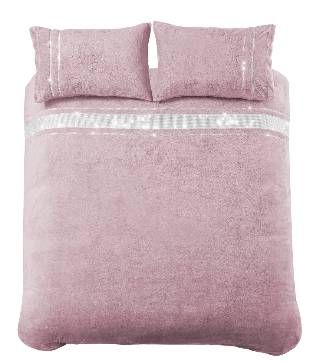 OLIVIA ROCCO Teddy Fleece Duvet Set – Diamante Faux Fur Bedding