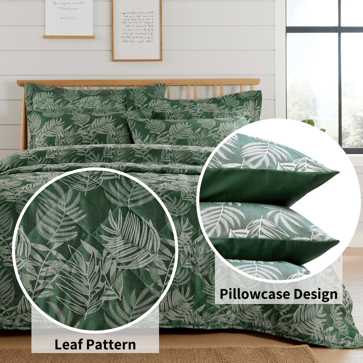 OLIVIA ROCCO Leaf Jacquard Reversible Duvet Cover Set | Cotton Blend