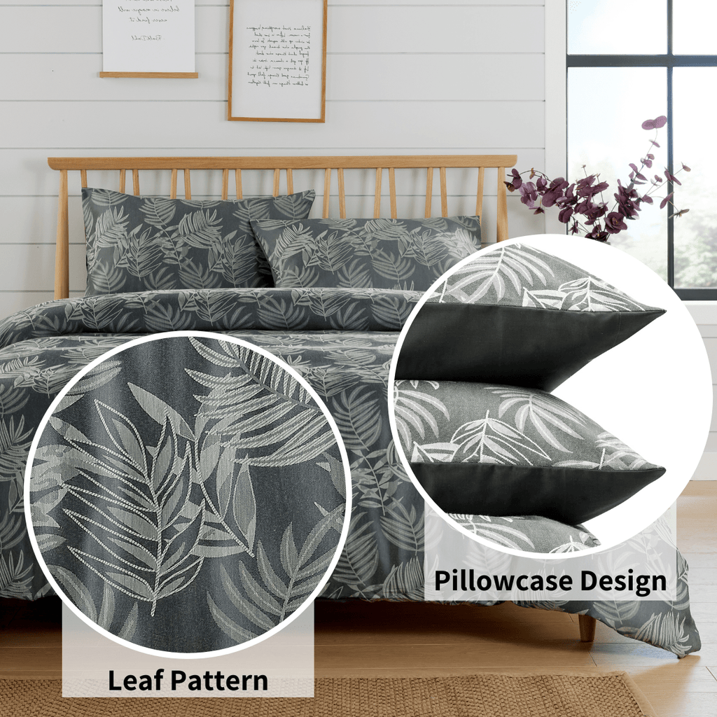OLIVIA ROCCO Leaf Jacquard Reversible Duvet Cover Set | Cotton Blend