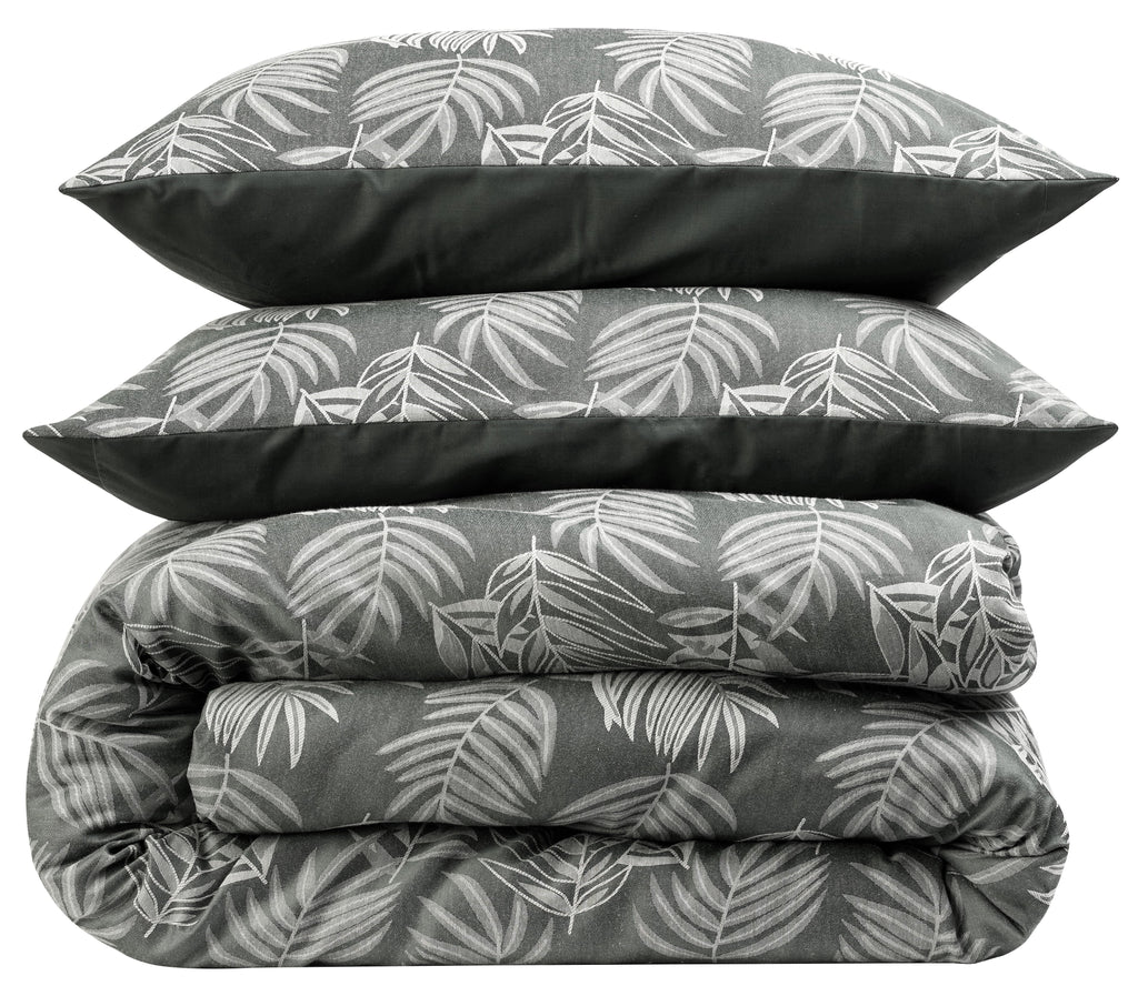 OLIVIA ROCCO Leaf Jacquard Reversible Duvet Cover Set | Cotton Blend