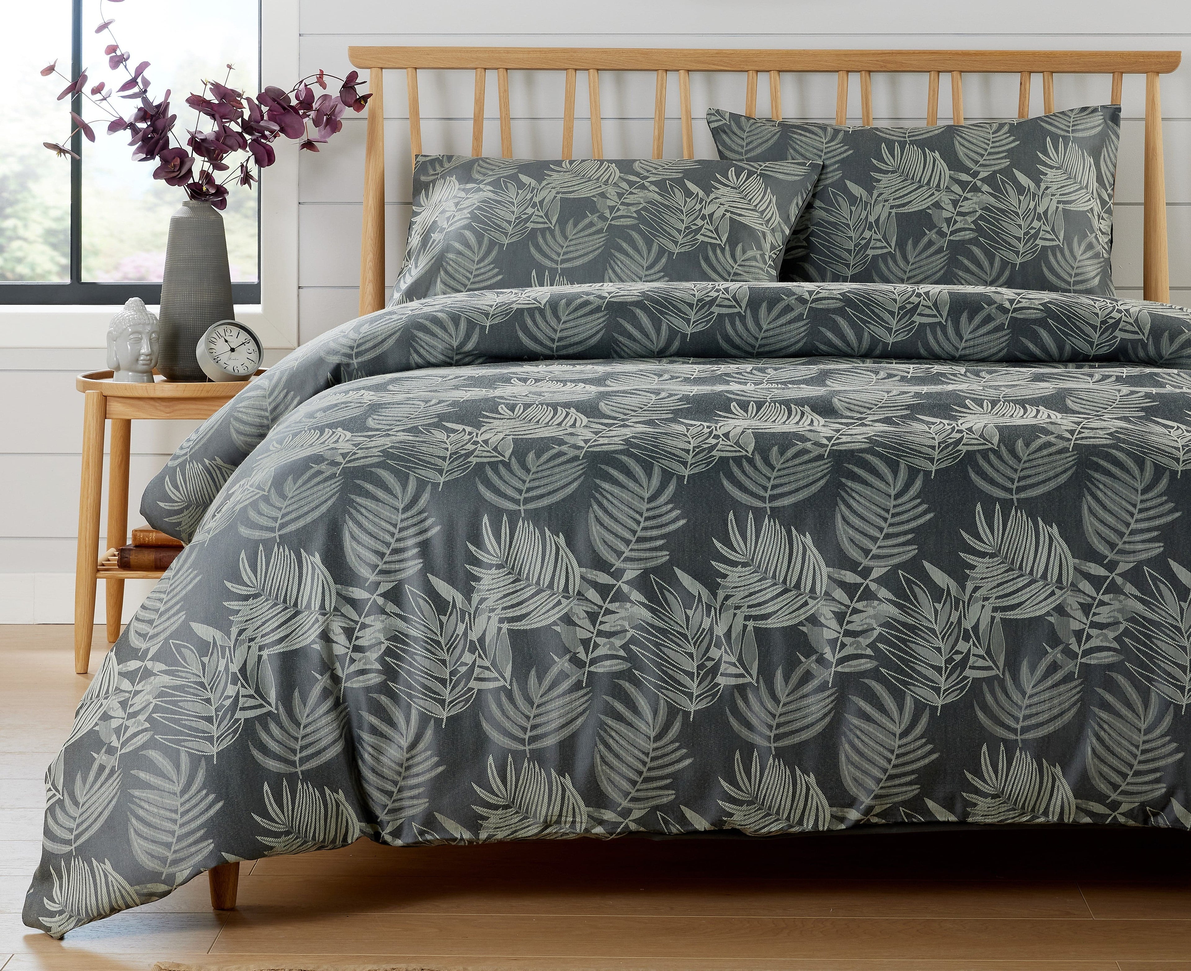 OLIVIA ROCCO Leaf Jacquard Reversible Duvet Cover Set | Cotton Blend