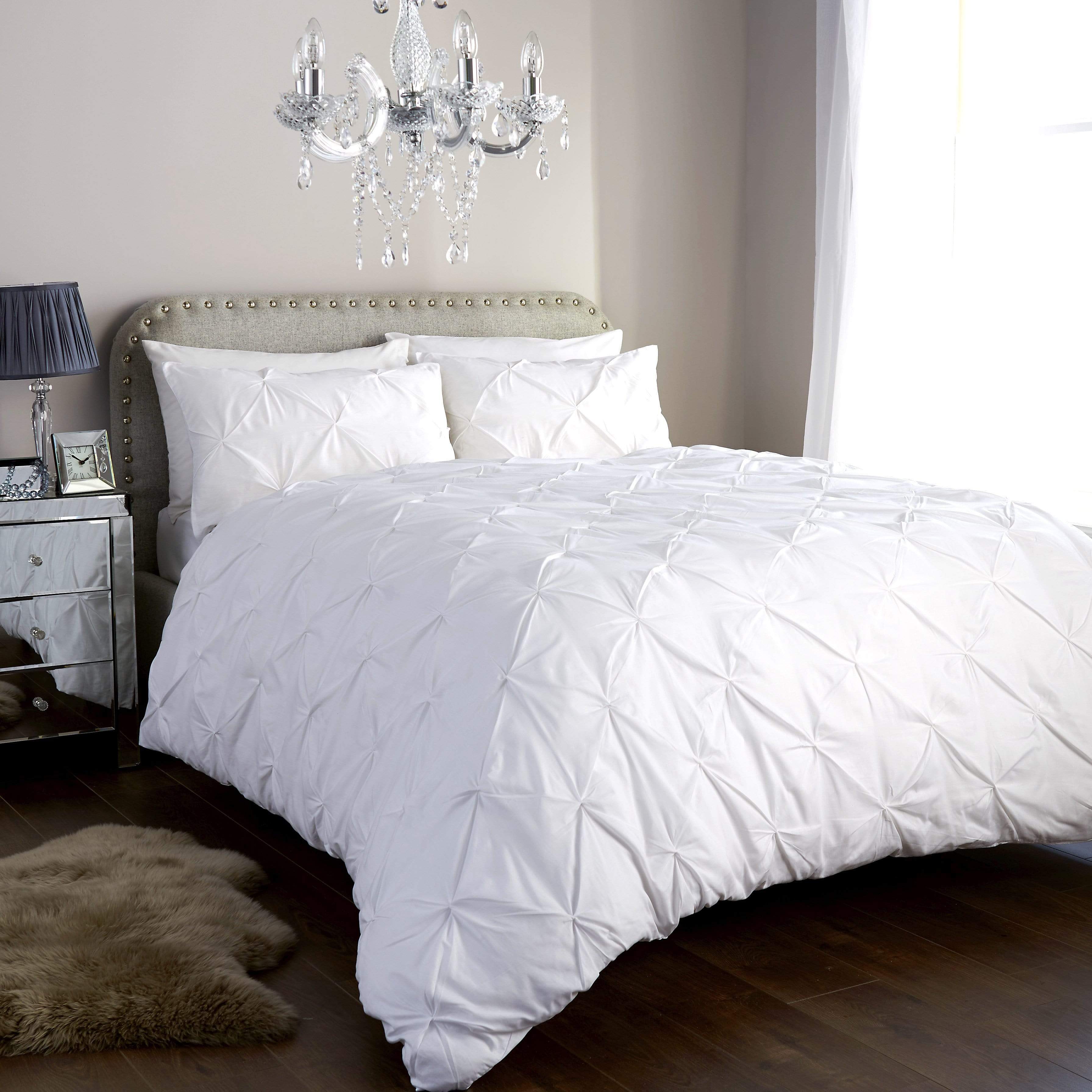 OLIVIA ROCCO Pintuck Duvet Cover Set – Cotton Rich Handmade Pinch Pleats