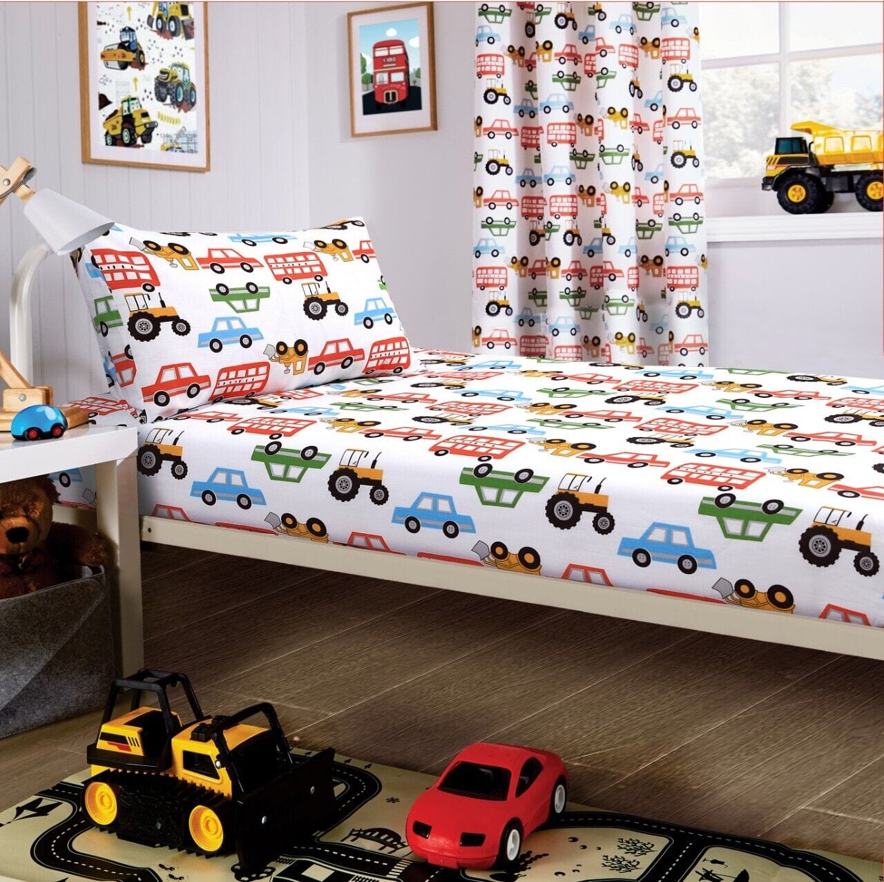OLIVIA ROCCO Digger Trucks Kids Duvet Set – Cotton Blend Boys Bedding